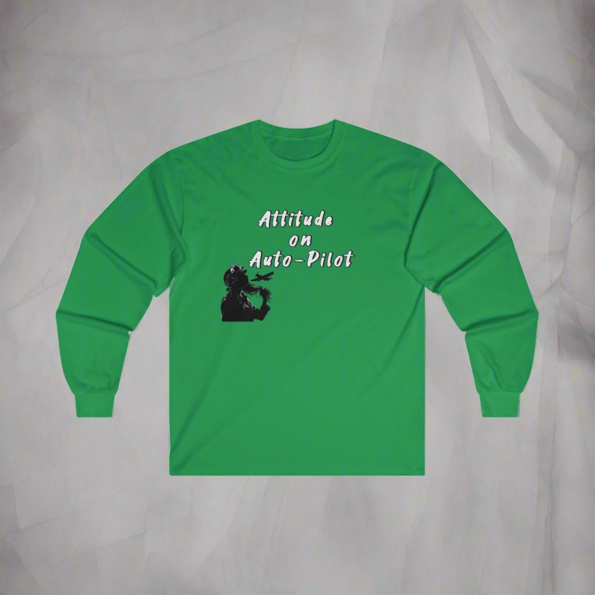 Attitude on auto pilot!. long sleeve. aviation. gifts. anniversary. pilots. flight attendant. travel