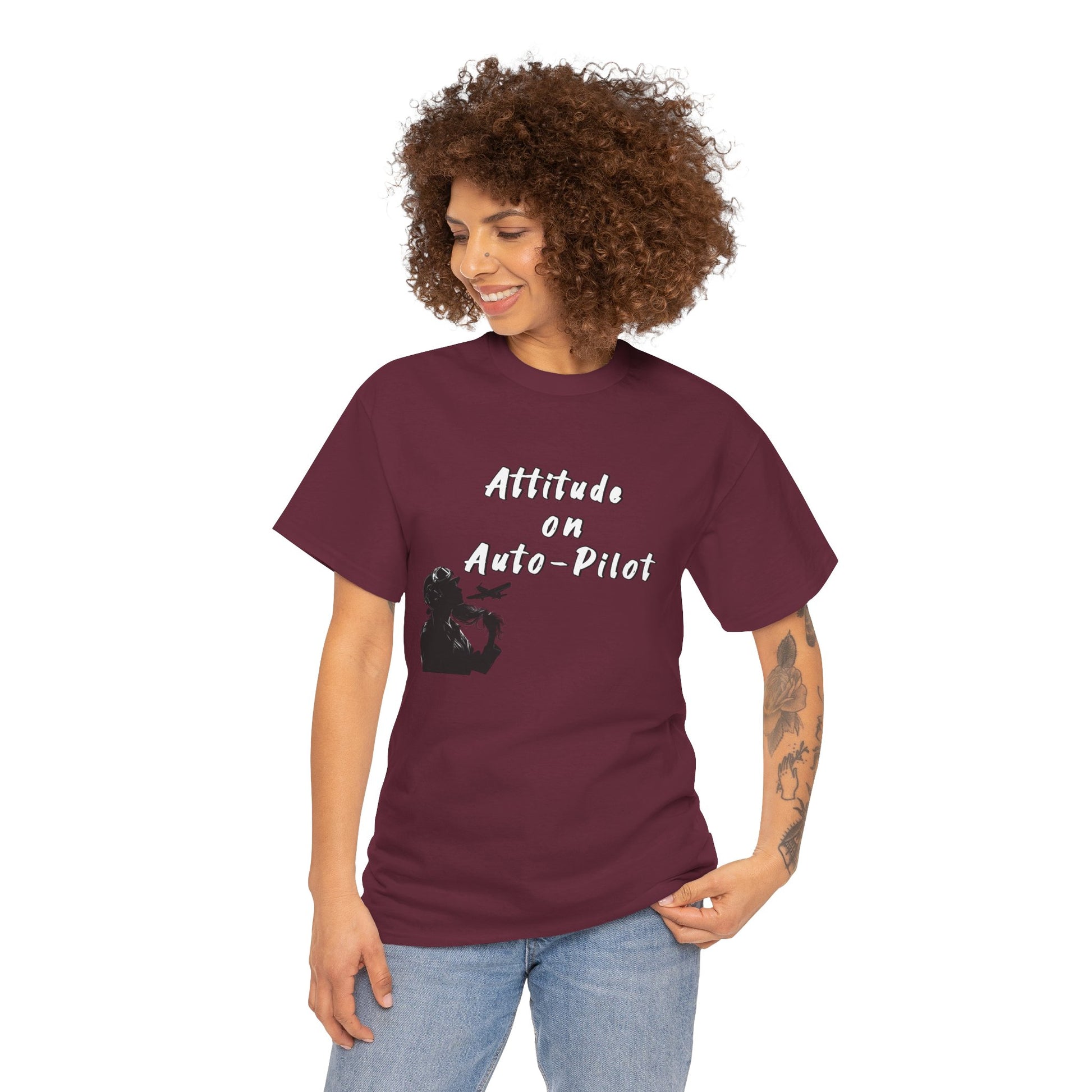 Attitude on Auto- pilot. T-shirt. aviation. gifts. pilots. flight attendant. jokes