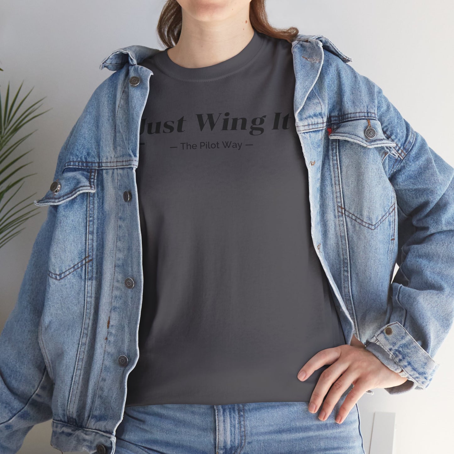 JUST WING IT. PILOT. T-SHIRT. AVIATION. PILOTS.FLIGHT CREW. GRAPHIC TEE