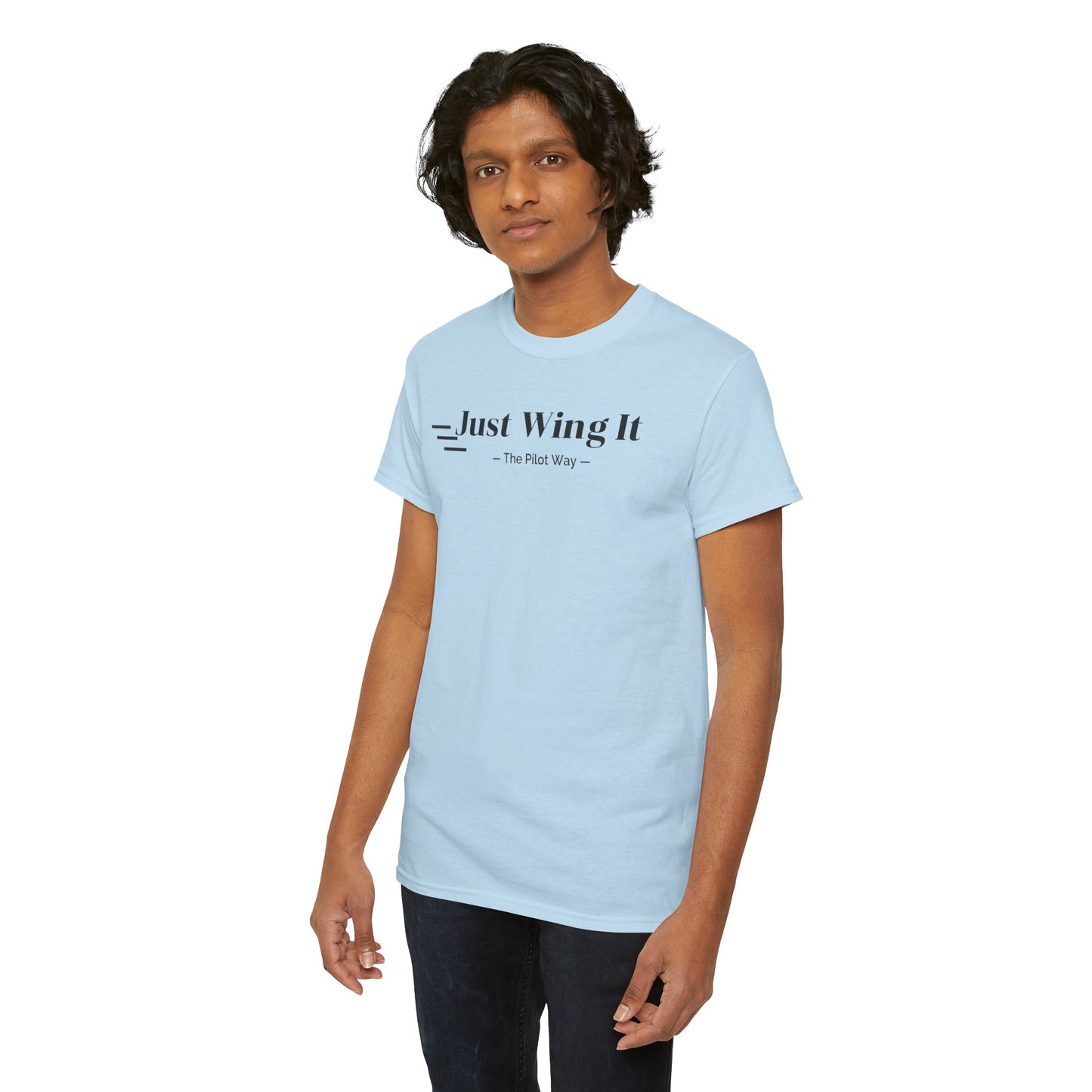 JUST WING IT. PILOT. T-SHIRT. AVIATION. PILOTS.FLIGHT CREW. GRAPHIC TEE