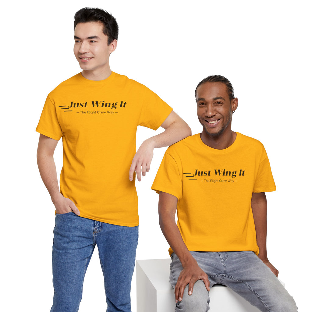 JUST WING IT. FLIGHT CREW. T-SHIRT. AVIATION. PILOTS. PLANES. GRAPHIC TEE