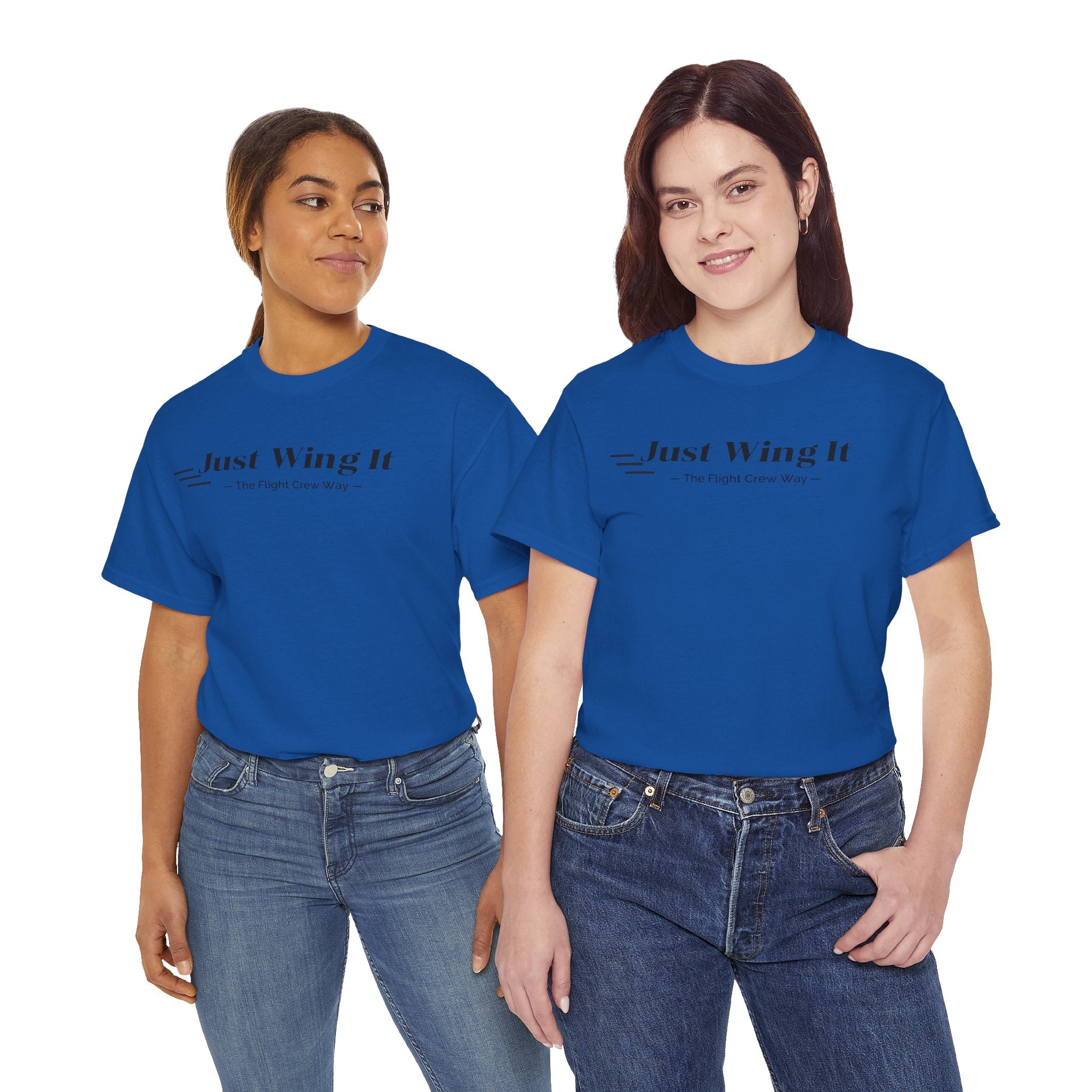 JUST WING IT. FLIGHT CREW. T-SHIRT. AVIATION. PILOTS. PLANES. GRAPHIC TEE
