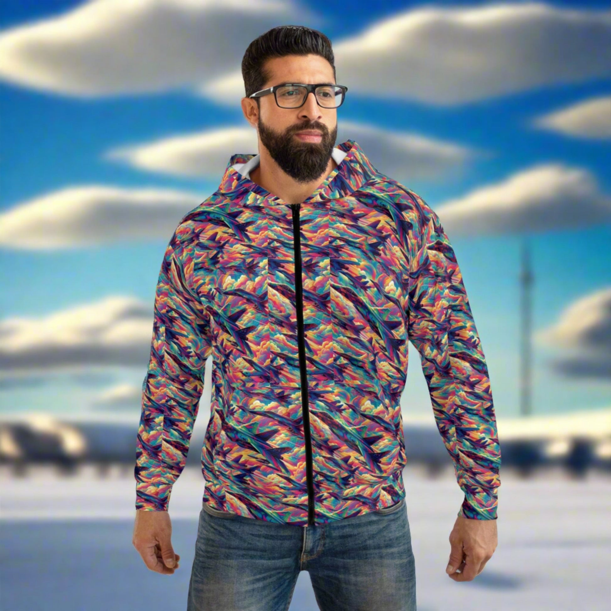 Psychedelic Skies AVIATION Hoodie. premium material.