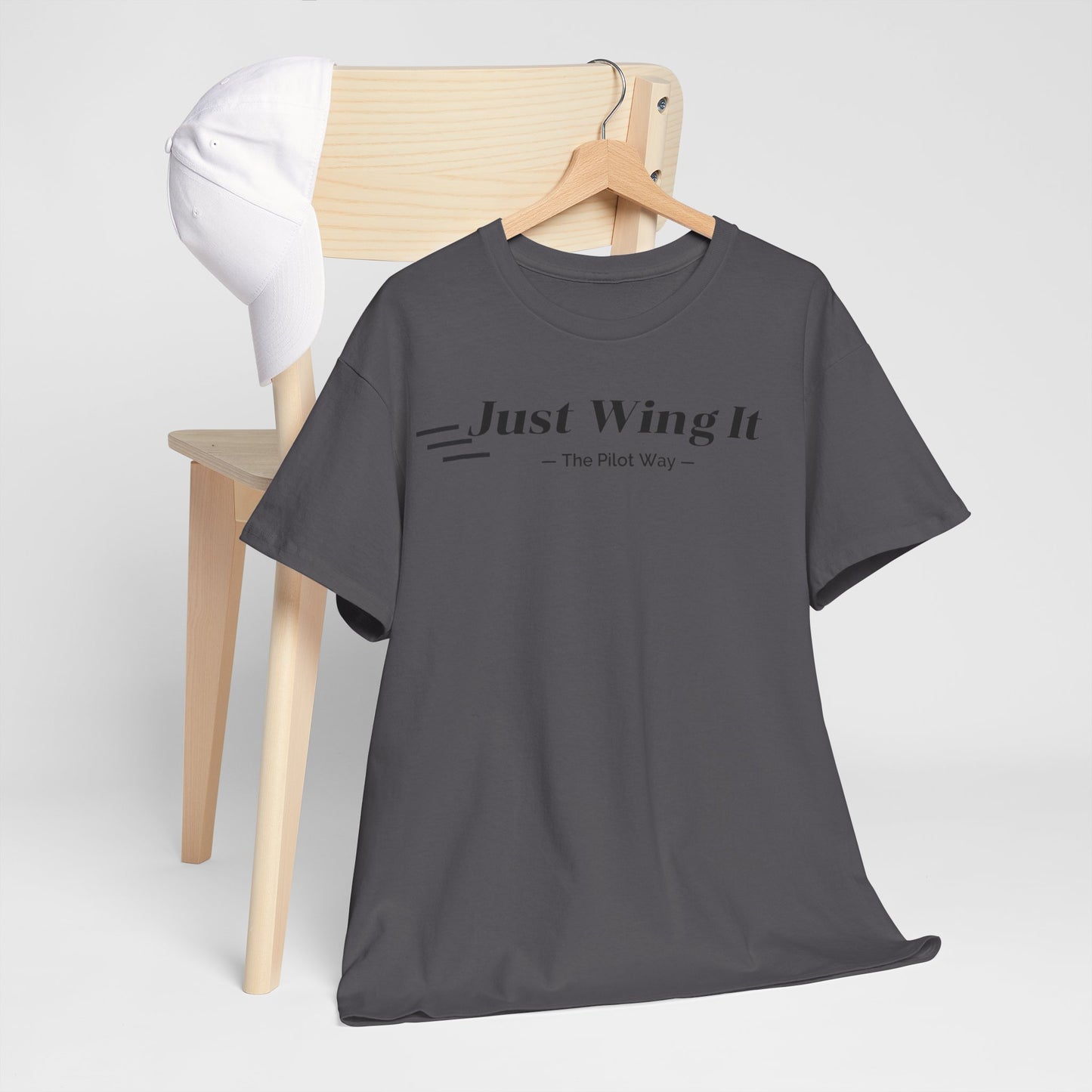 JUST WING IT. PILOT. T-SHIRT. AVIATION. PILOTS.FLIGHT CREW. GRAPHIC TEE