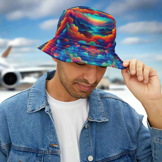 Cloud Nine Bucket Hat. Aviation inspired artwork.