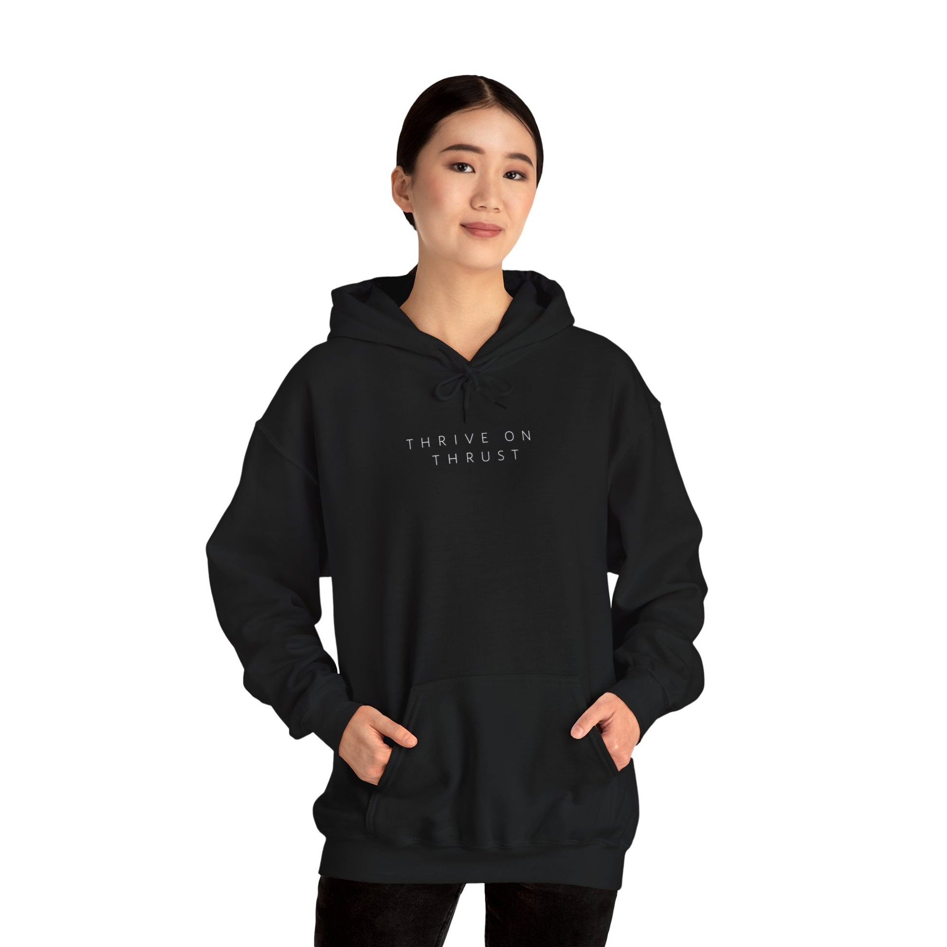 Thrive on Thrust. aviation. gifts for pilots. pilots. planes. gift aviation. graphic hoodie