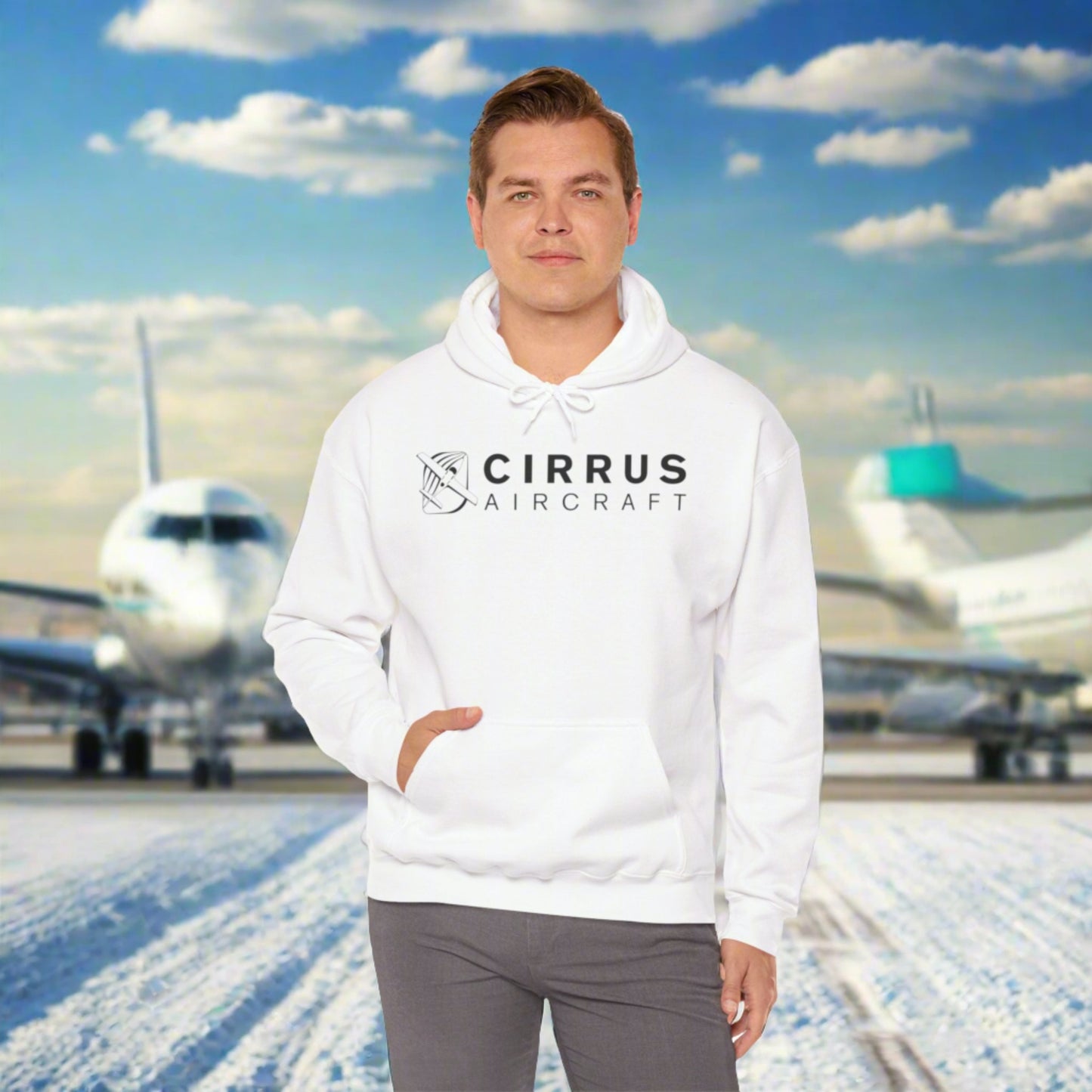 CIRRUS AIRCRAFT HOODIE. aviation gift for pilots. graphic design. (logo)