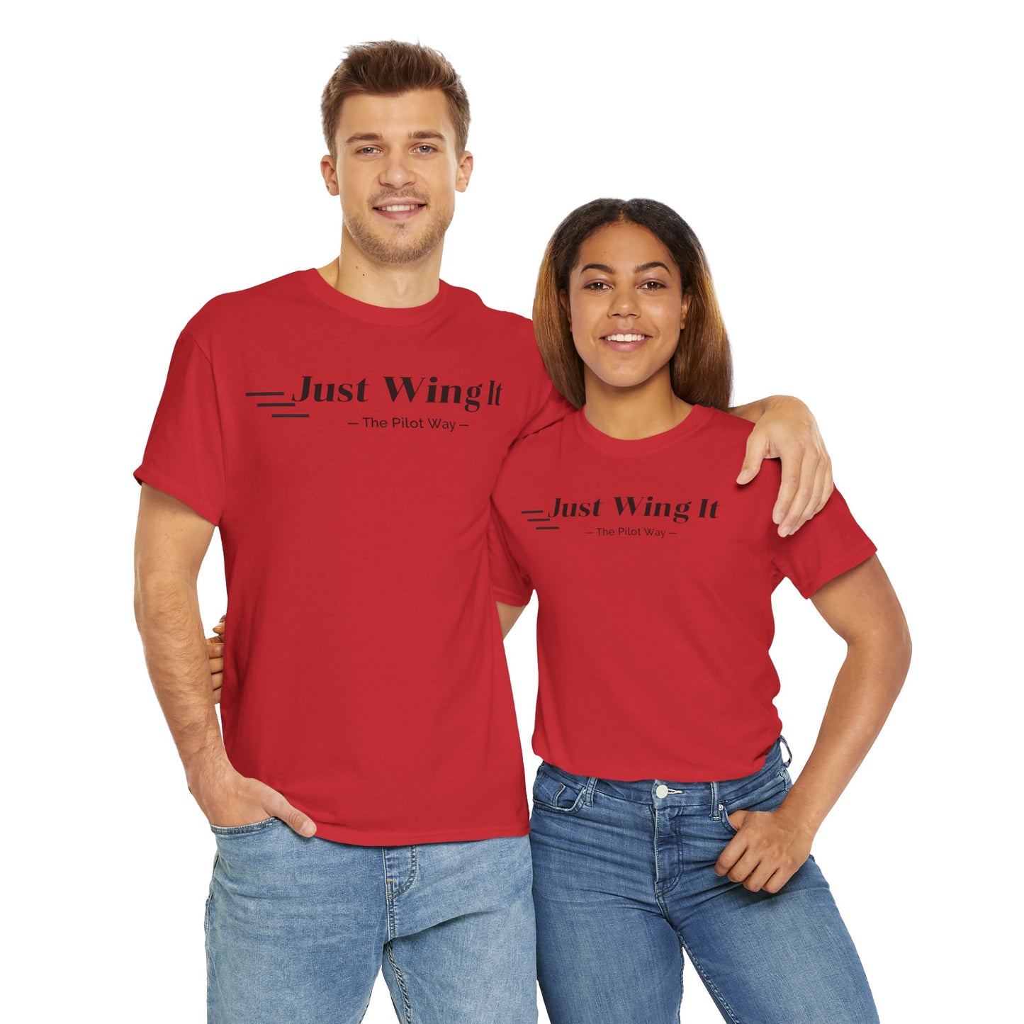 JUST WING IT. PILOT. T-SHIRT. AVIATION. PILOTS.FLIGHT CREW. GRAPHIC TEE