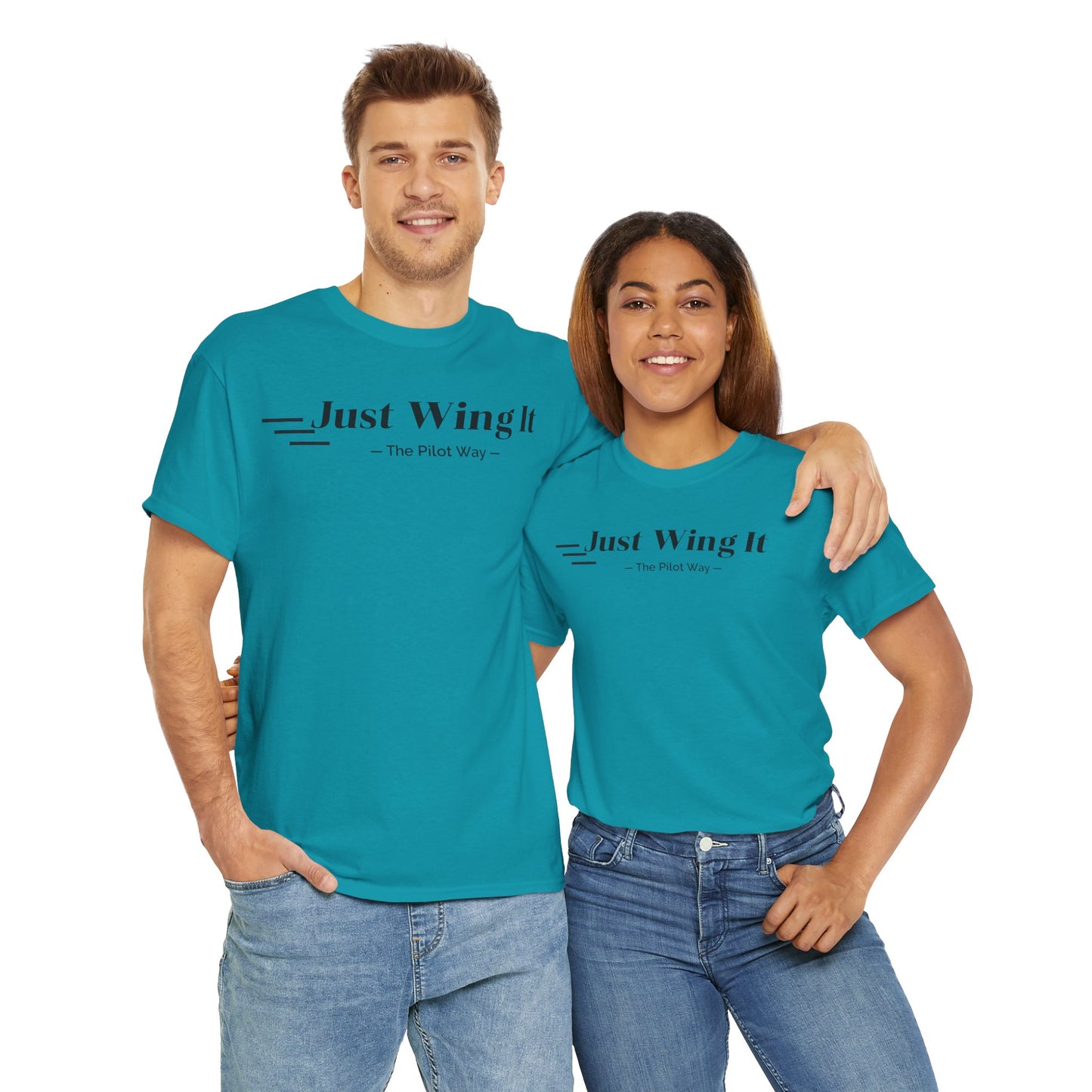 JUST WING IT. PILOT. T-SHIRT. AVIATION. PILOTS.FLIGHT CREW. GRAPHIC TEE