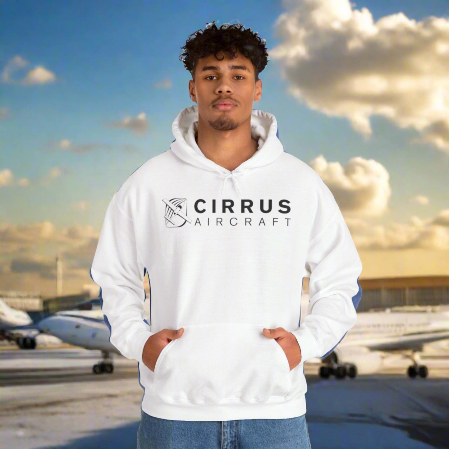 CIRRUS AIRCRAFT HOODIE. aviation gift for pilots. graphic design. (logo)