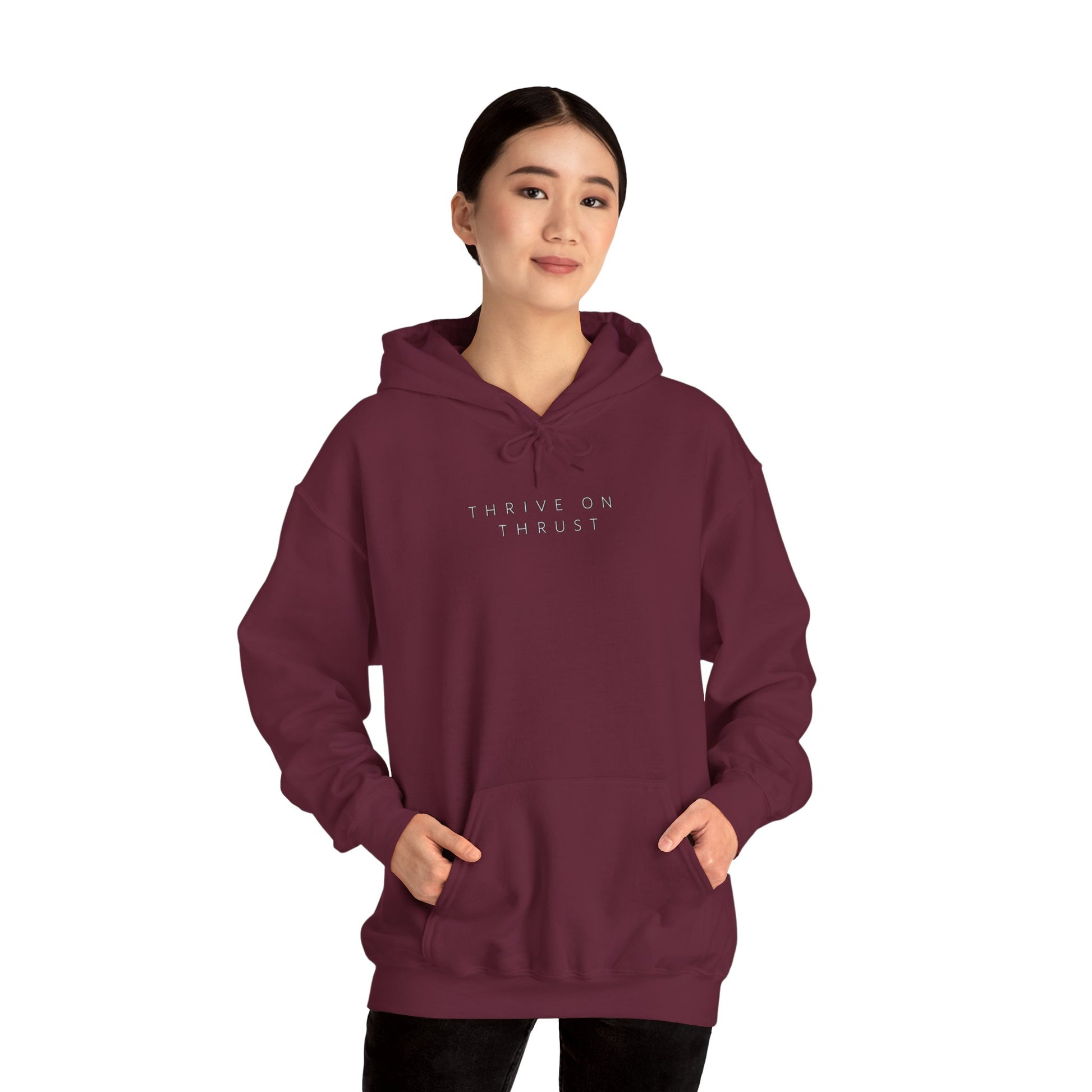 Thrive on Thrust. aviation. gifts for pilots. pilots. planes. gift aviation. graphic hoodie