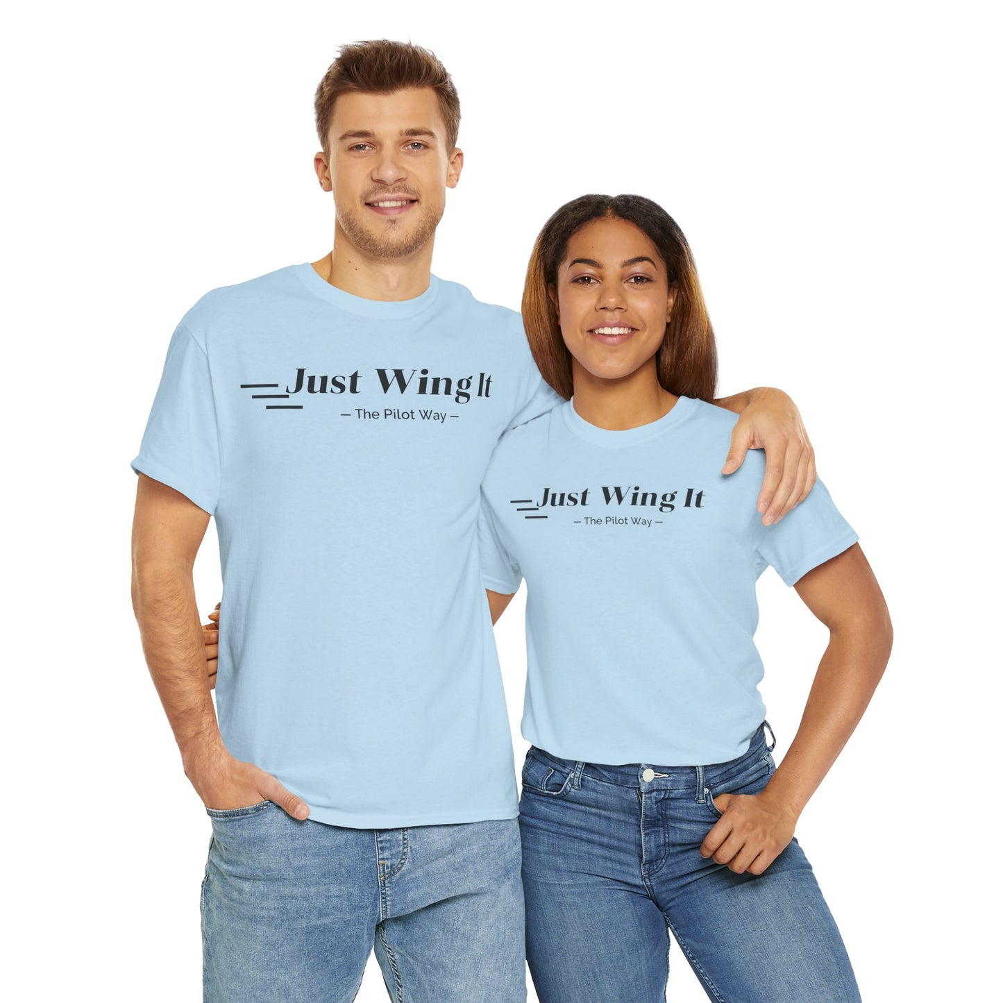 JUST WING IT. PILOT. T-SHIRT. AVIATION. PILOTS.FLIGHT CREW. GRAPHIC TEE