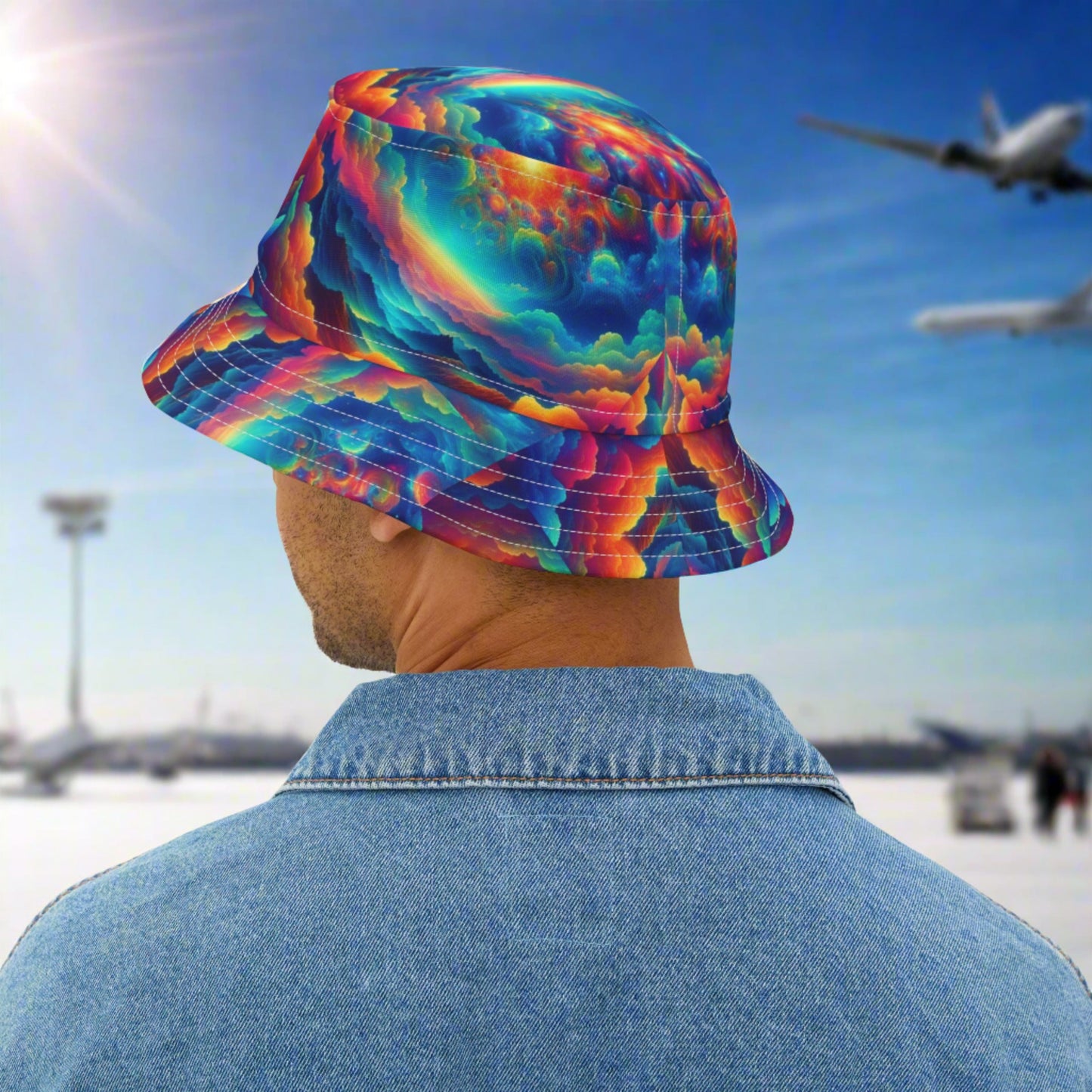 Cloud Nine Bucket Hat. Aviation inspired artwork.