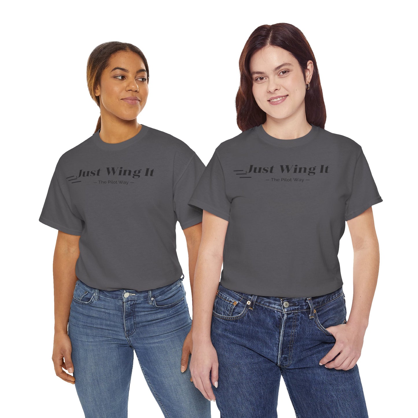 JUST WING IT. PILOT. T-SHIRT. AVIATION. PILOTS.FLIGHT CREW. GRAPHIC TEE