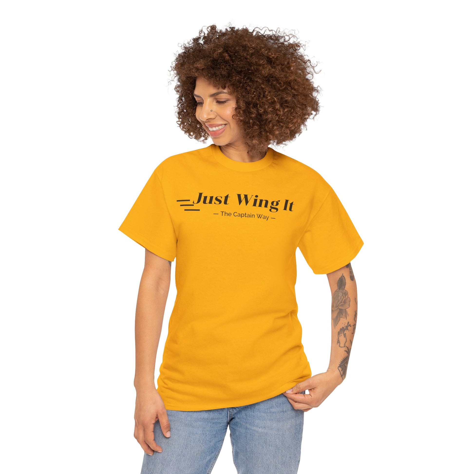 JUST WING IT! CAPTAIN. TSHIRT. AVIATION.FLIGHT CREW.PILOTS
