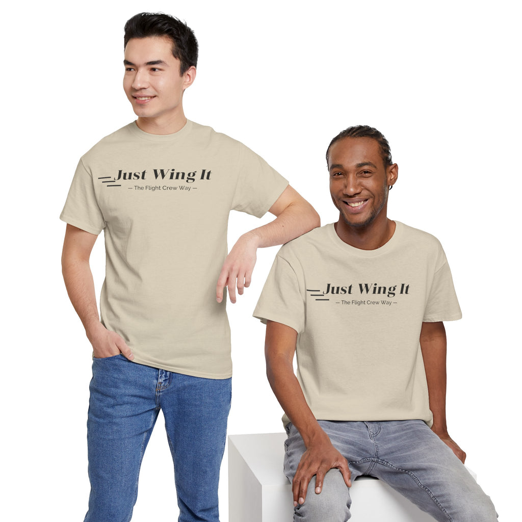JUST WING IT. FLIGHT CREW. T-SHIRT. AVIATION. PILOTS. PLANES. GRAPHIC TEE