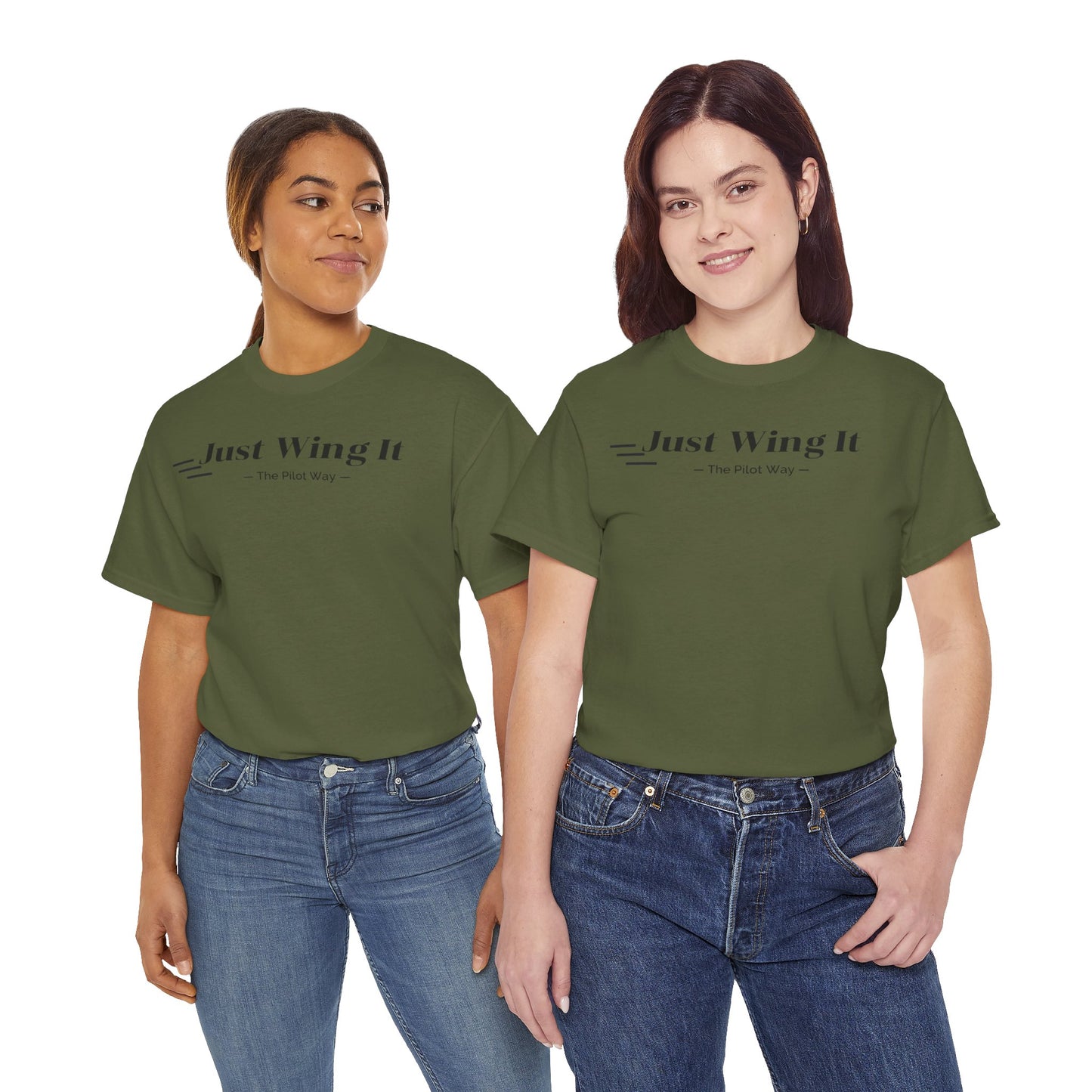 JUST WING IT. PILOT. T-SHIRT. AVIATION. PILOTS.FLIGHT CREW. GRAPHIC TEE