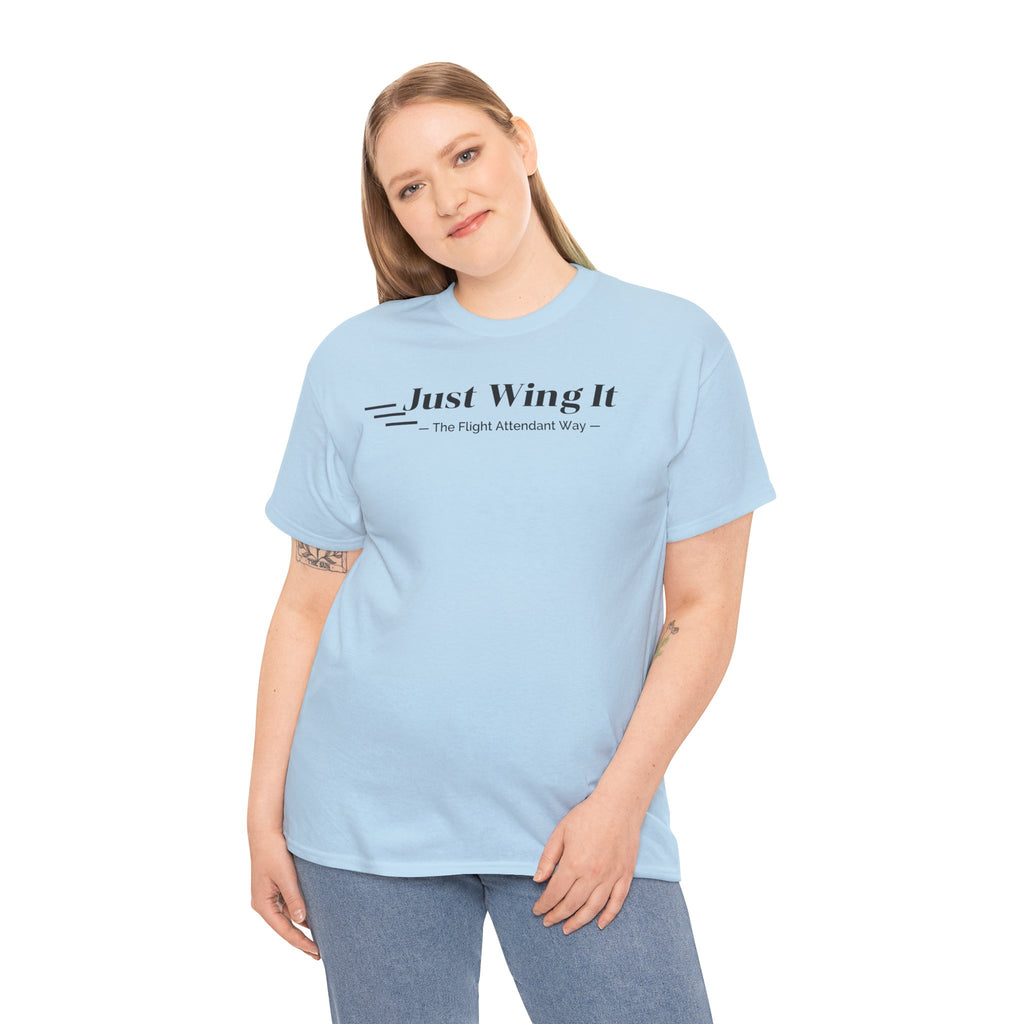 Just Wing It. the flight attendant way. aviation. t-shirt. pilots. travel. work.