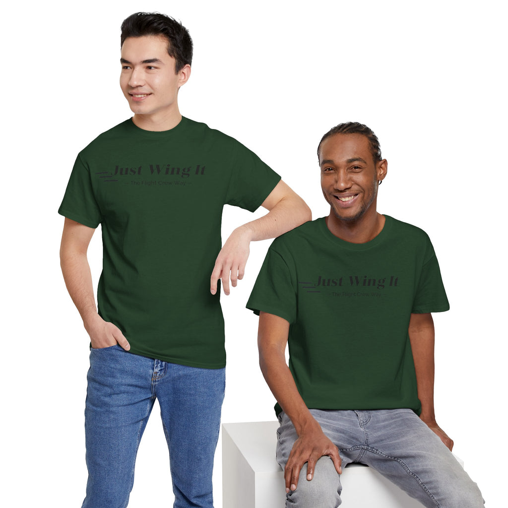 JUST WING IT. FLIGHT CREW. T-SHIRT. AVIATION. PILOTS. PLANES. GRAPHIC TEE