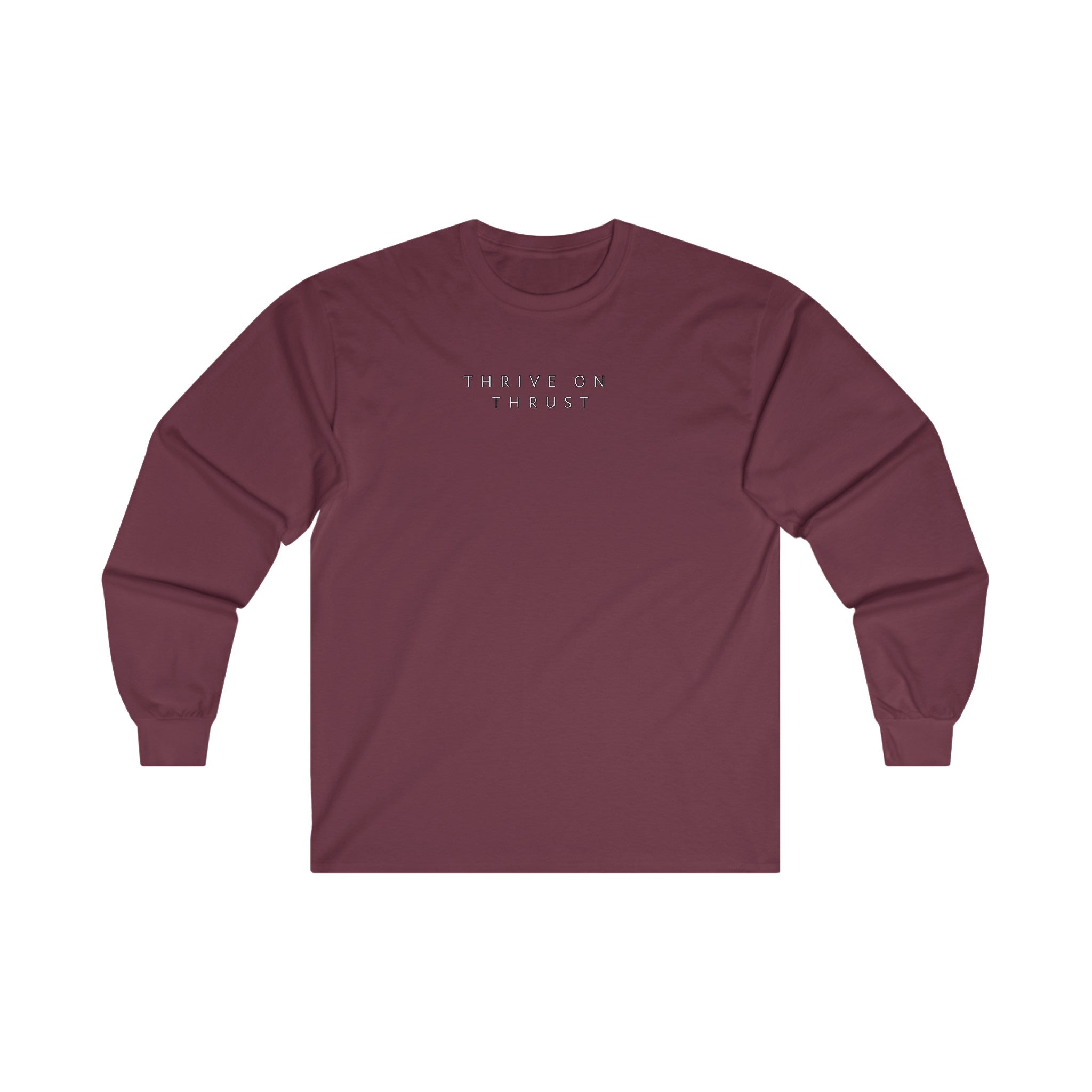 Thrive on Thrust. pilots. gifts. aviation. long sleeve. travel.