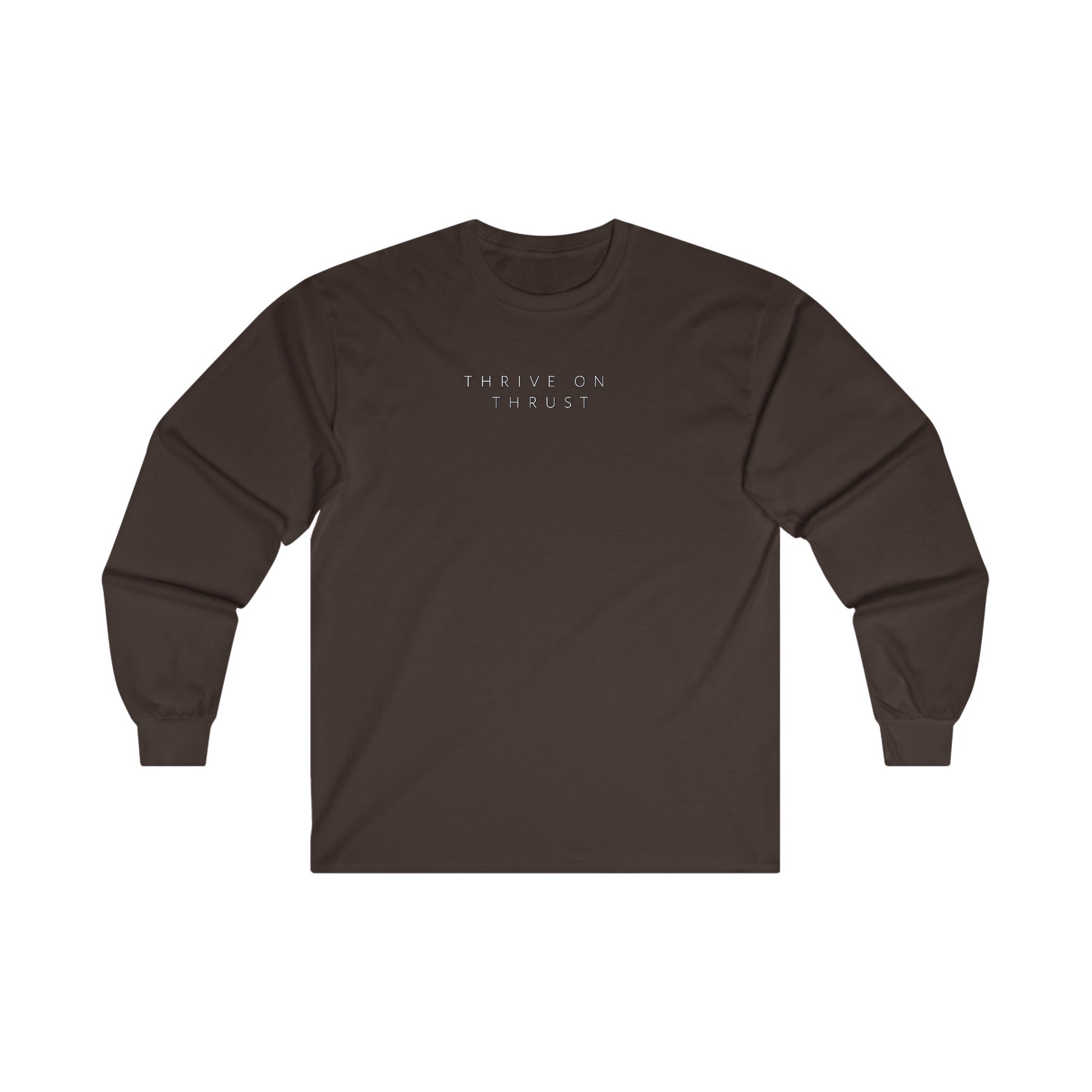 Thrive on Thrust. pilots. gifts. aviation. long sleeve. travel.