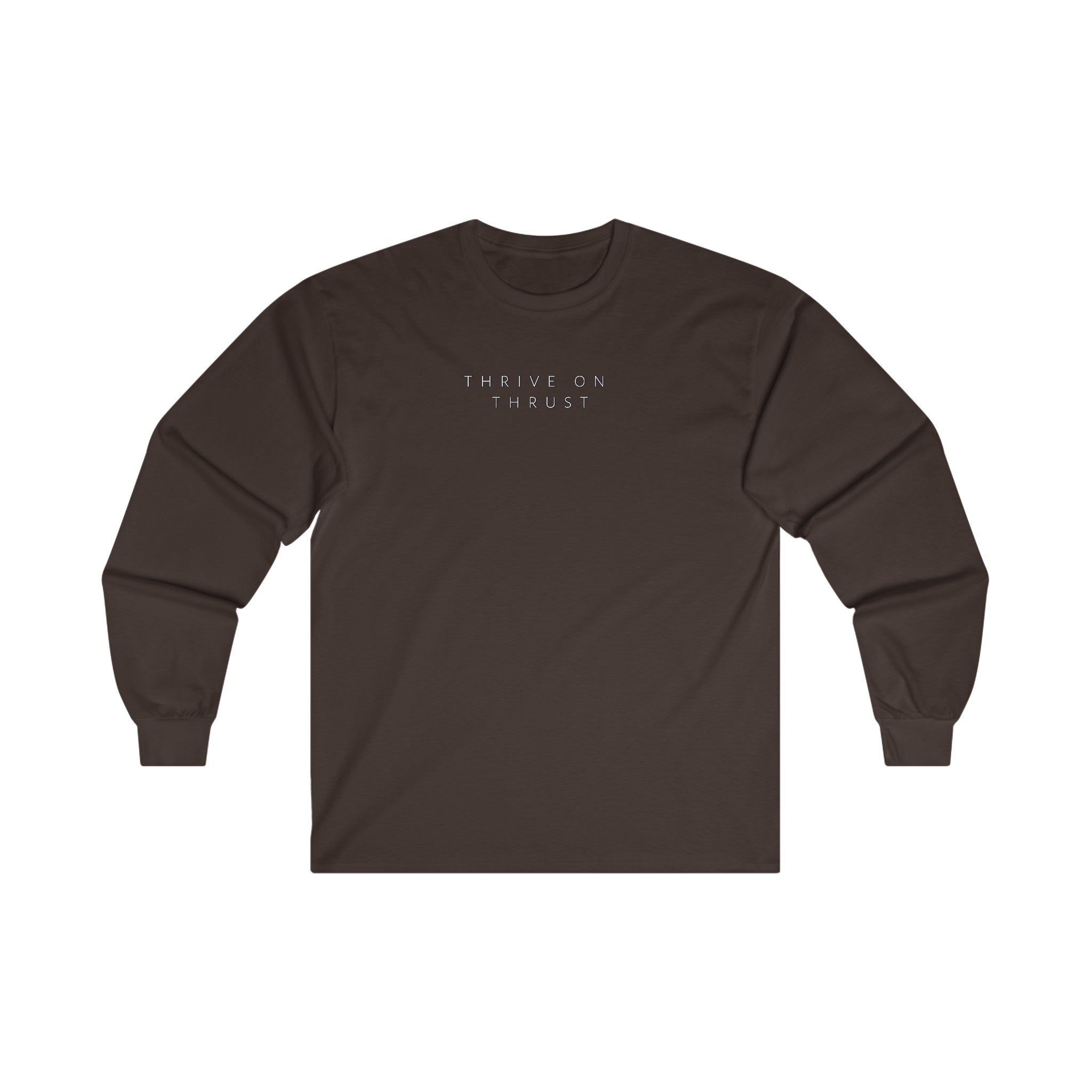 Thrive on Thrust. pilots. gifts. aviation. long sleeve. travel.