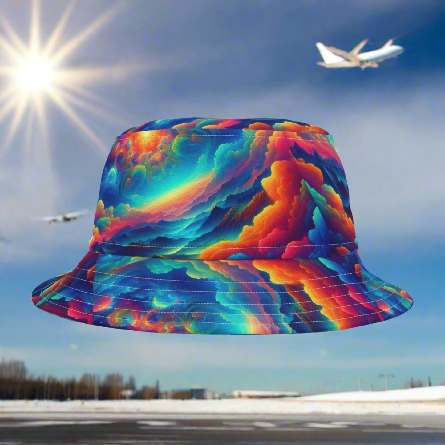 Cloud Nine Bucket Hat. Aviation inspired artwork.