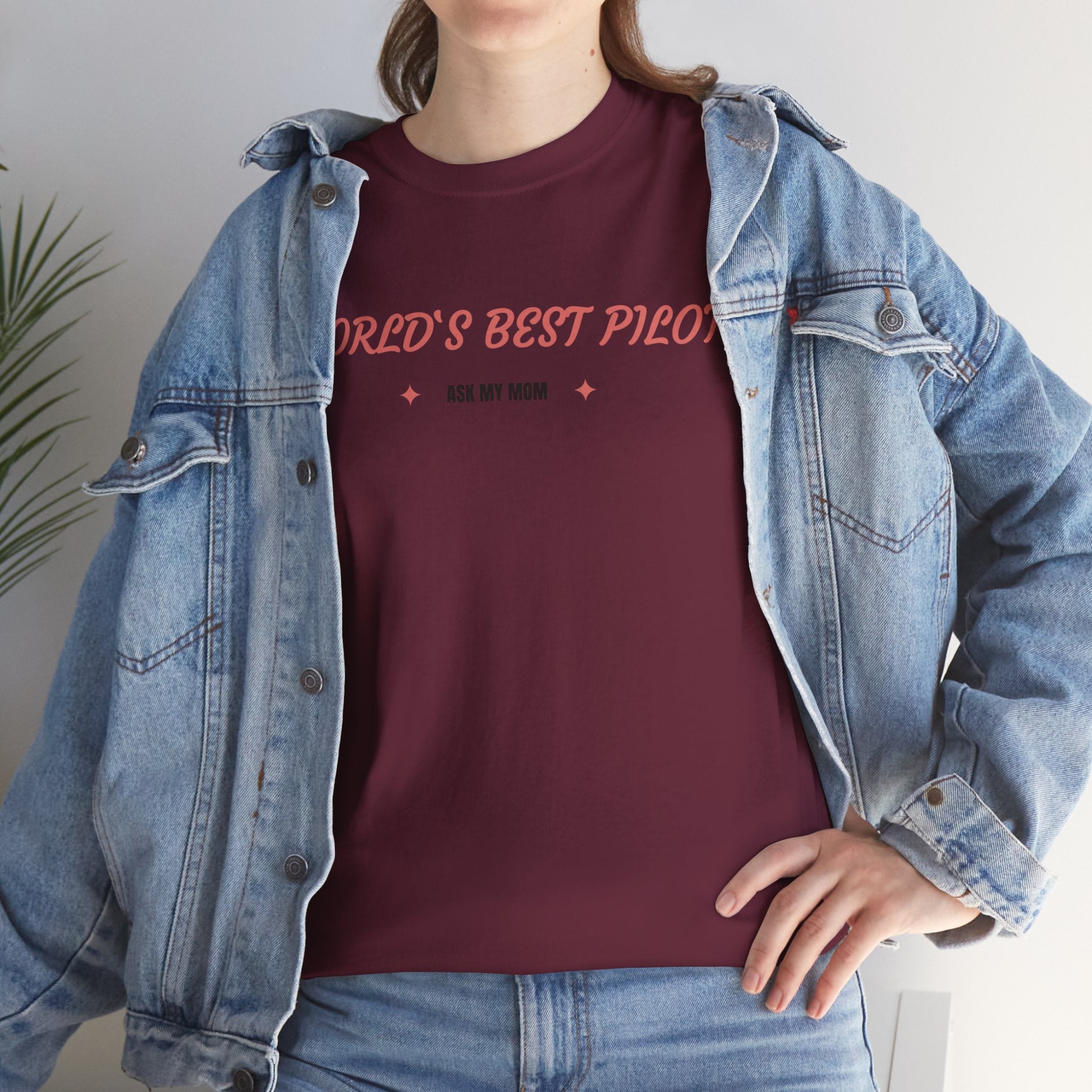 Worlds best Pilot. ask my mom. t-shirt. aviation. mothers. pilots. travel. graphic tee.