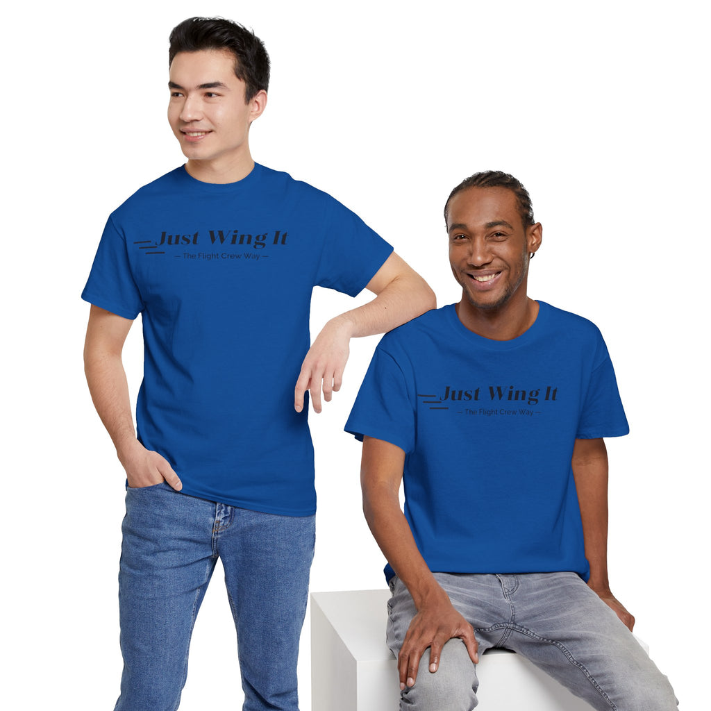 JUST WING IT. FLIGHT CREW. T-SHIRT. AVIATION. PILOTS. PLANES. GRAPHIC TEE