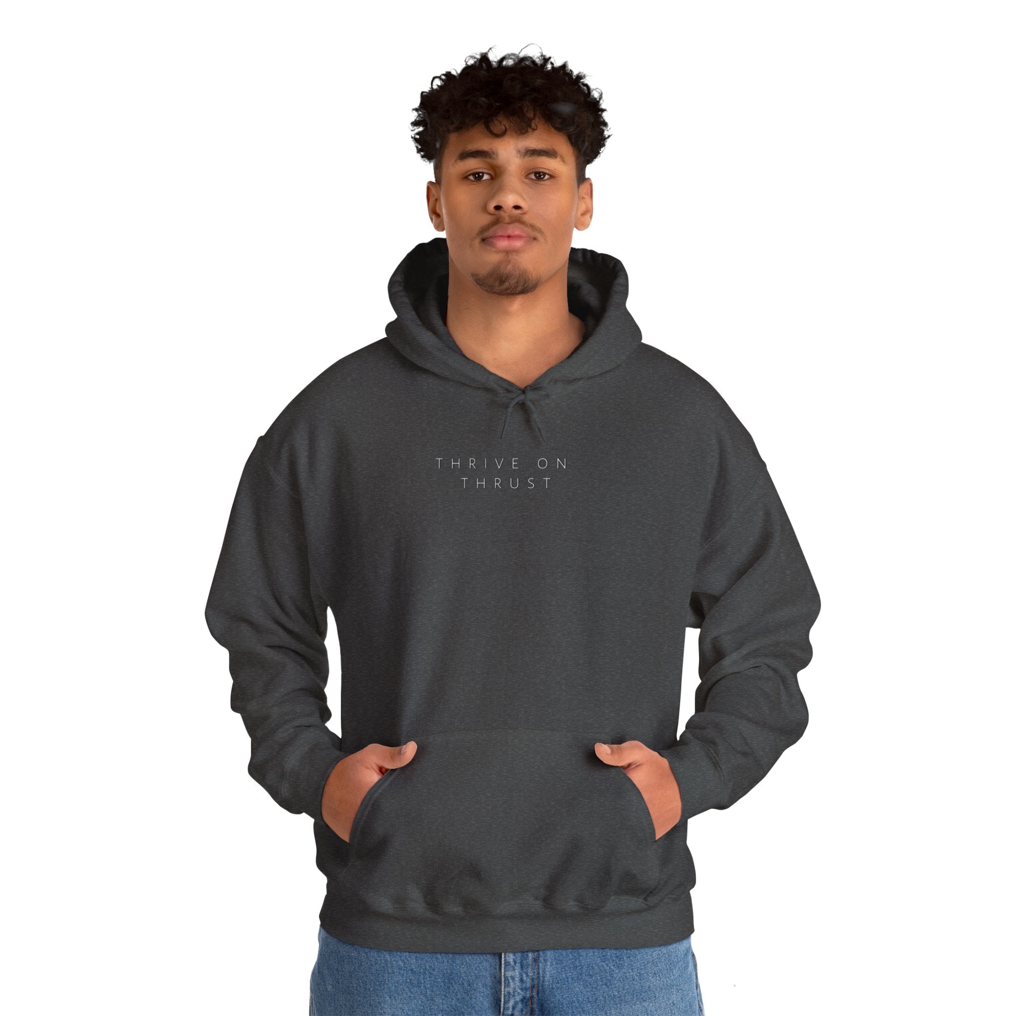 Thrive on Thrust. aviation. gifts for pilots. pilots. planes. gift aviation. graphic hoodie
