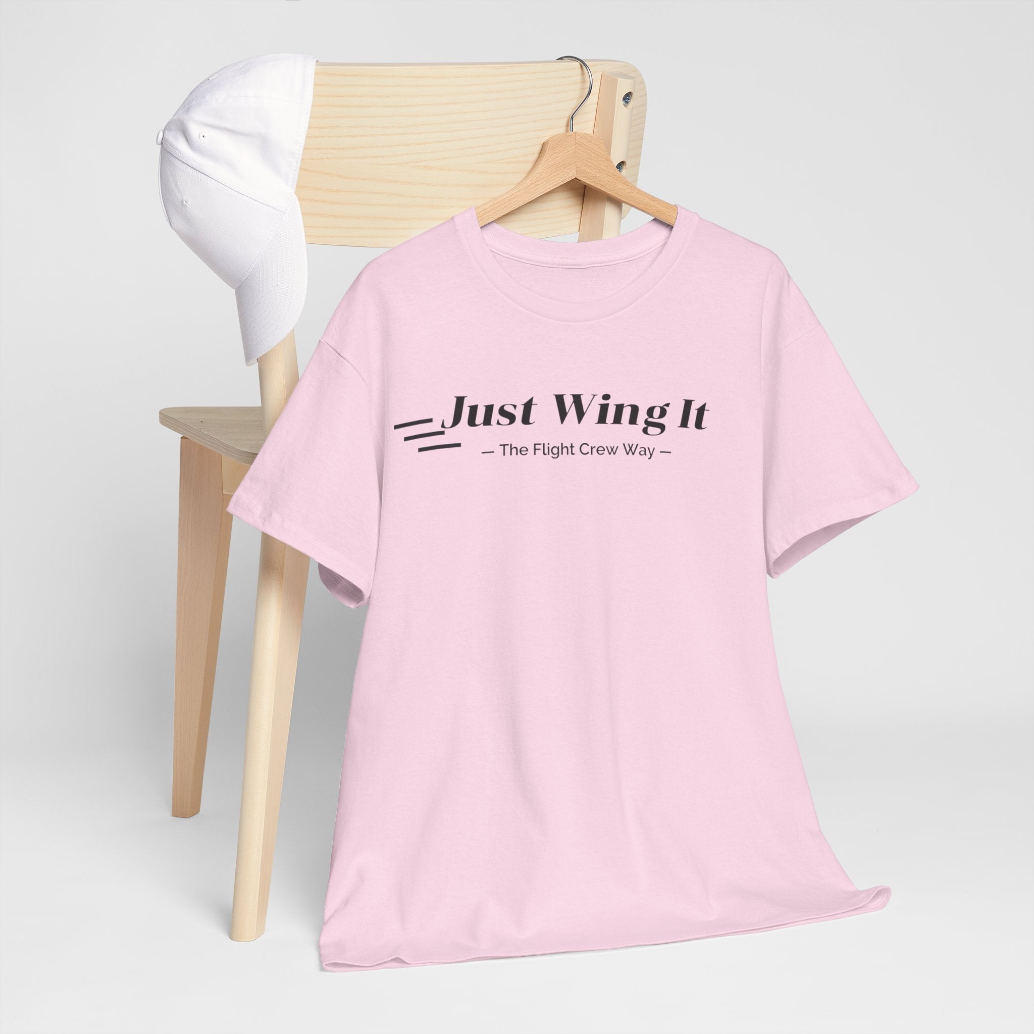 JUST WING IT. FLIGHT CREW. T-SHIRT. AVIATION. PILOTS. PLANES. GRAPHIC TEE