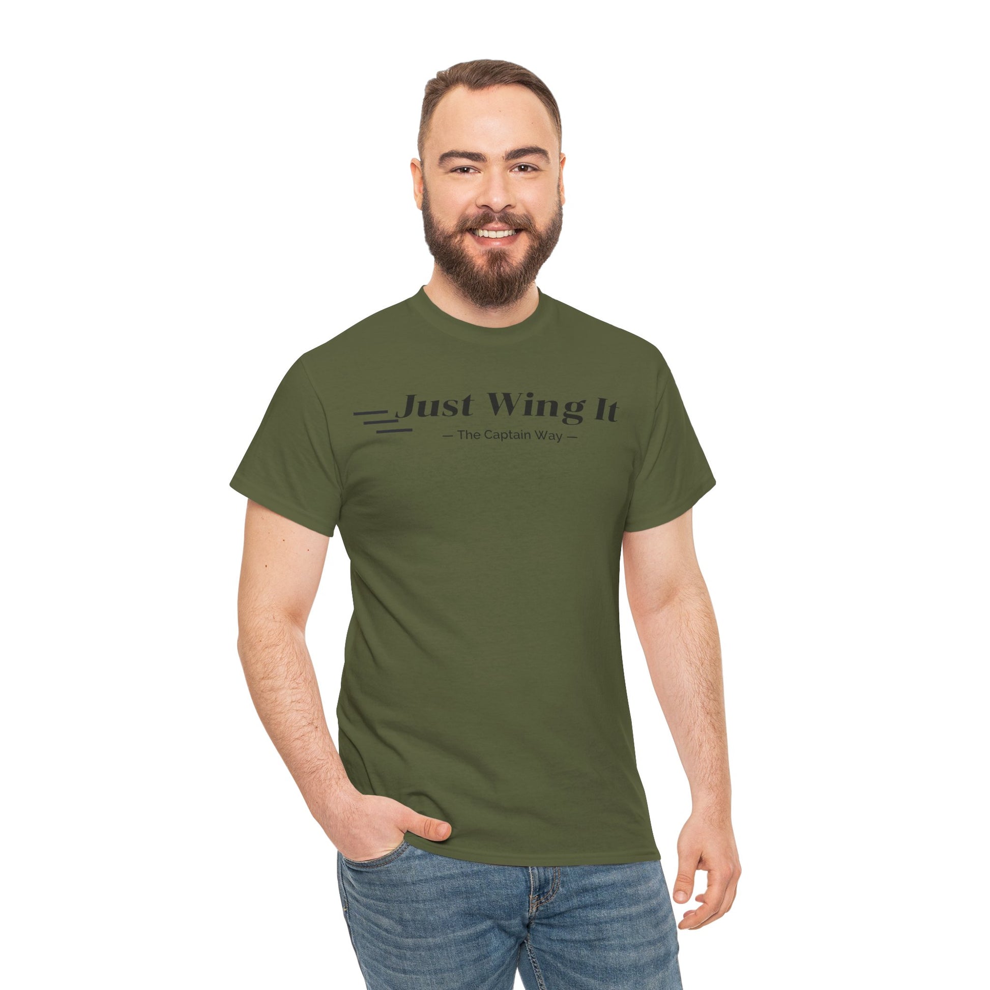 JUST WING IT! CAPTAIN. TSHIRT. AVIATION.FLIGHT CREW.PILOTS