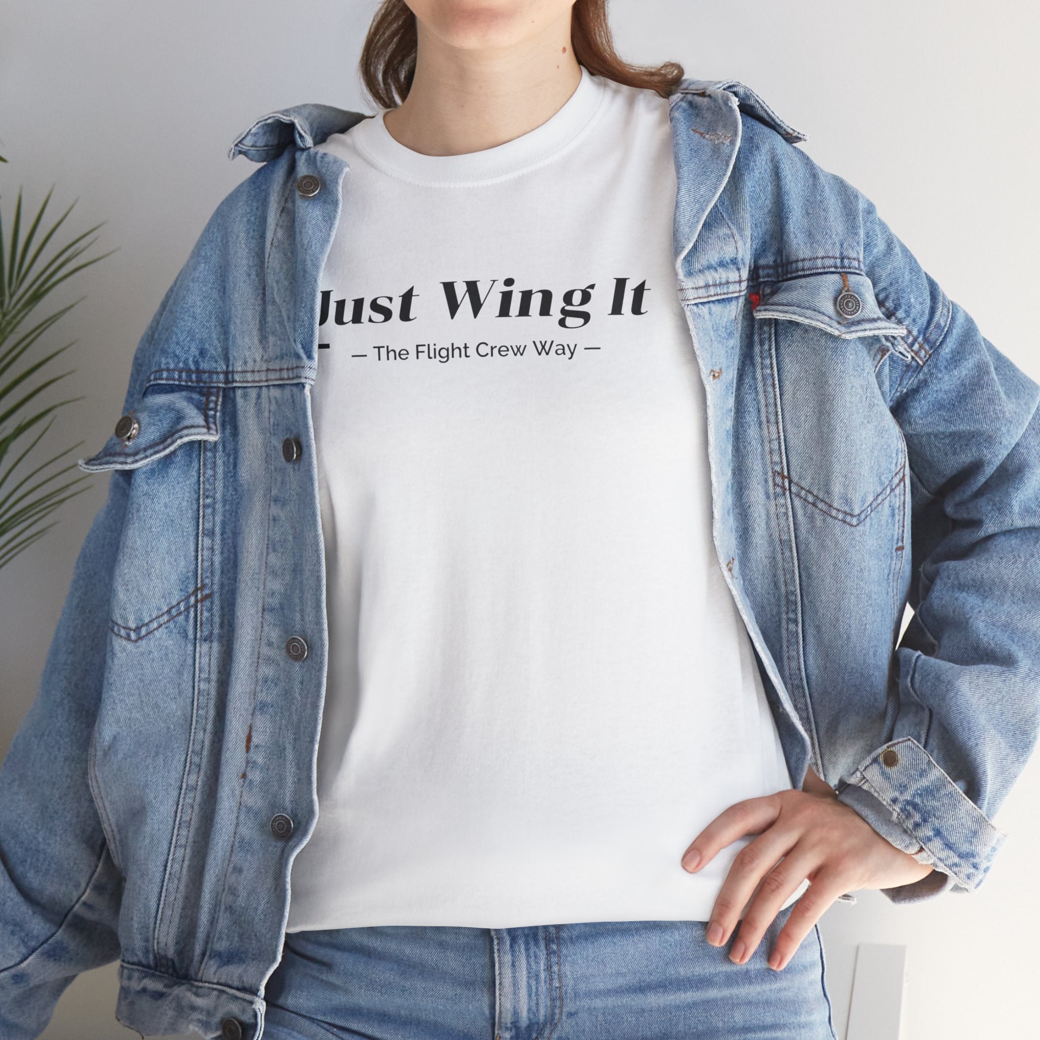 JUST WING IT. FLIGHT CREW. T-SHIRT. AVIATION. PILOTS. PLANES. GRAPHIC TEE