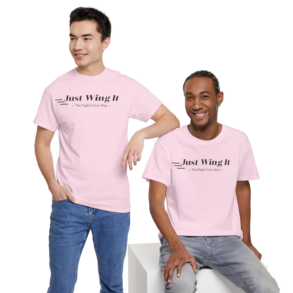 JUST WING IT. FLIGHT CREW. T-SHIRT. AVIATION. PILOTS. PLANES. GRAPHIC TEE