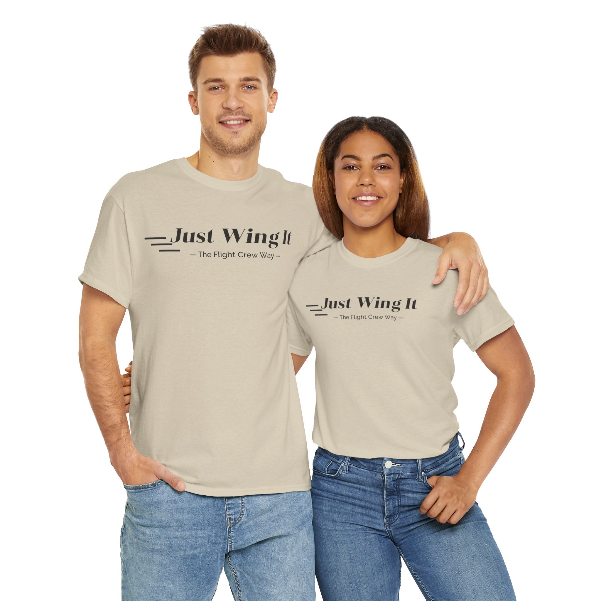 JUST WING IT. FLIGHT CREW. T-SHIRT. AVIATION. PILOTS. PLANES. GRAPHIC TEE
