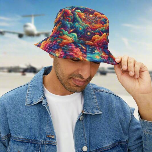 Cloud Nine Bucket Hat. Aviation inspired artwork.