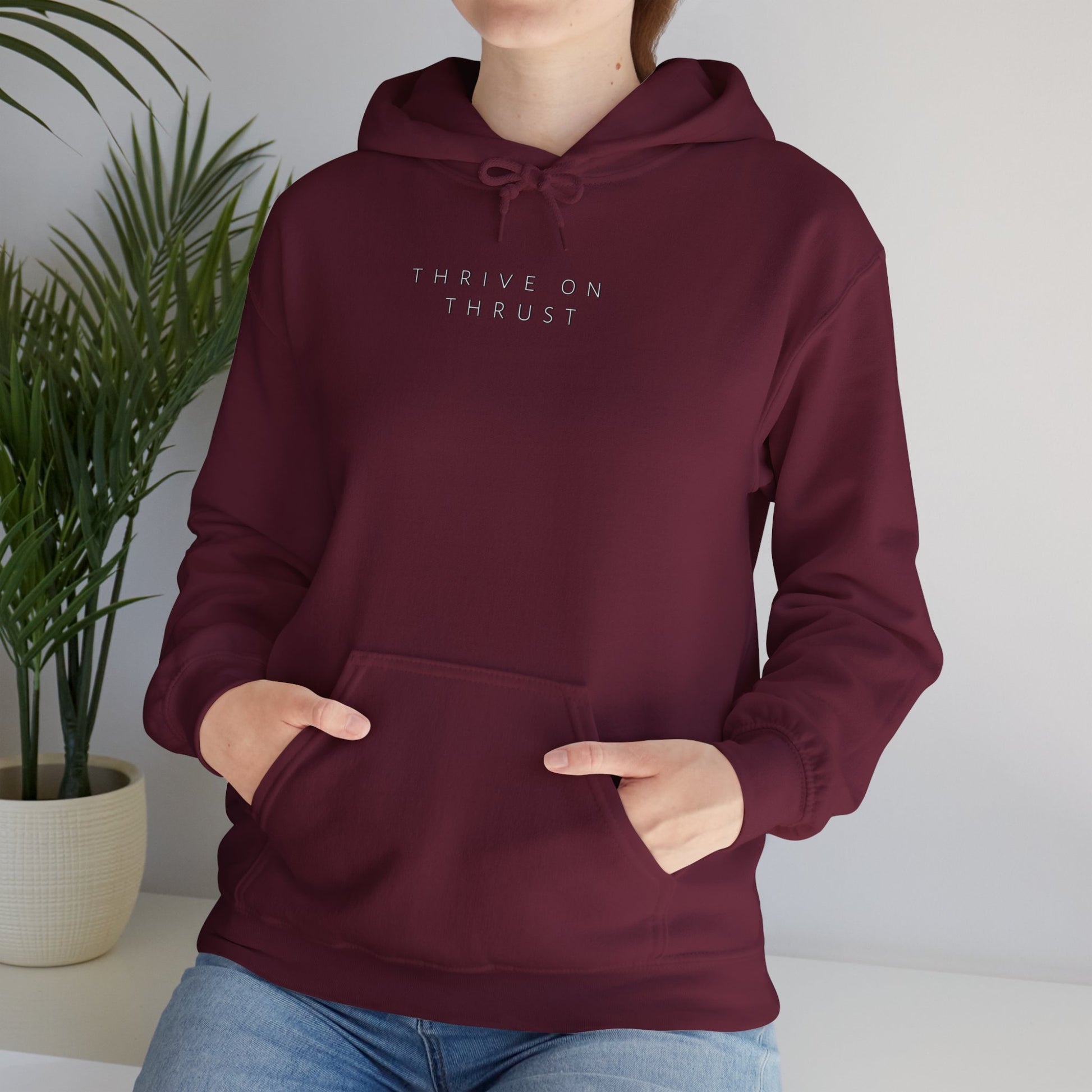Thrive on Thrust. aviation. gifts for pilots. pilots. planes. gift aviation. graphic hoodie