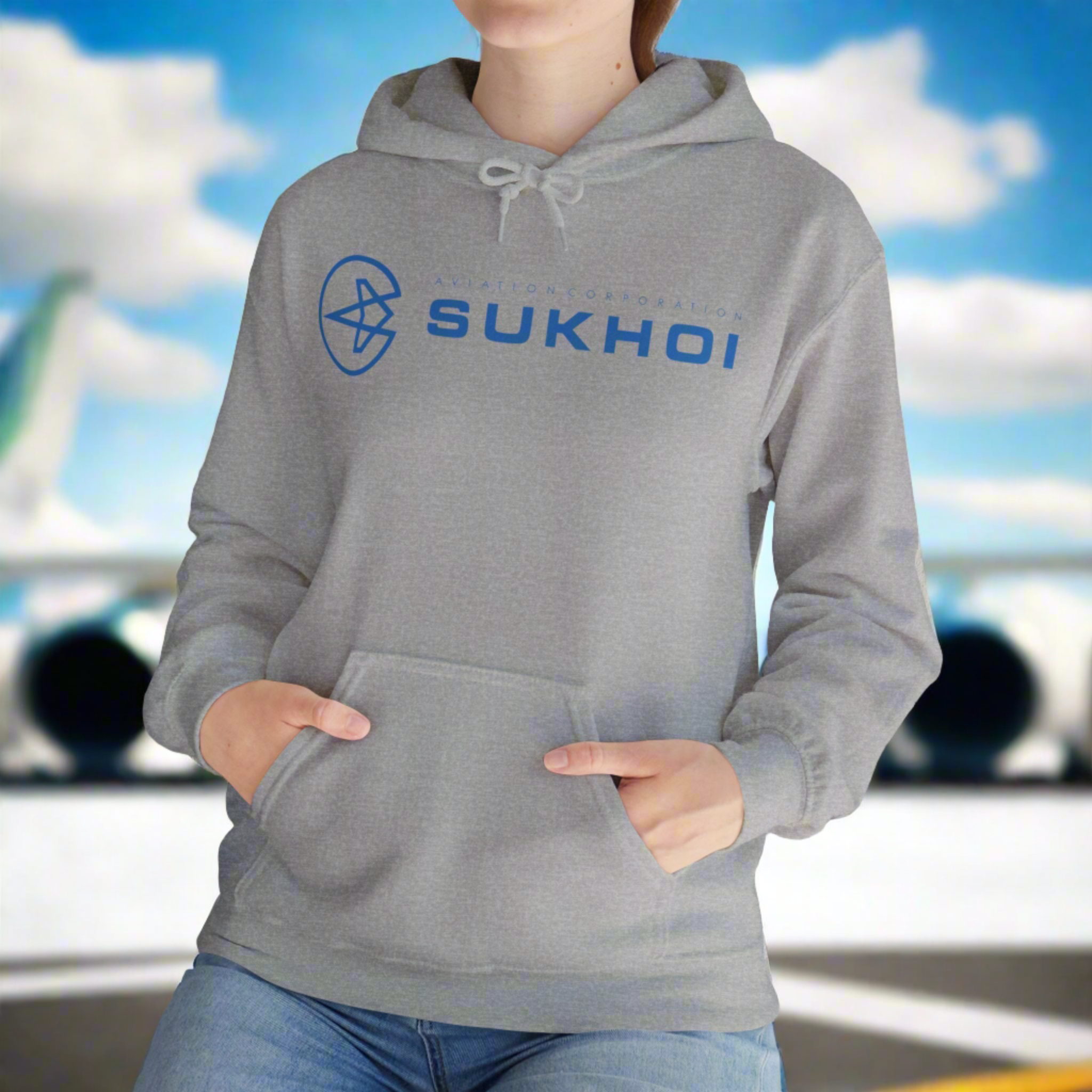 SUKHOI AVIATION HOODIE. gift for pilots. graphic design. (logo)