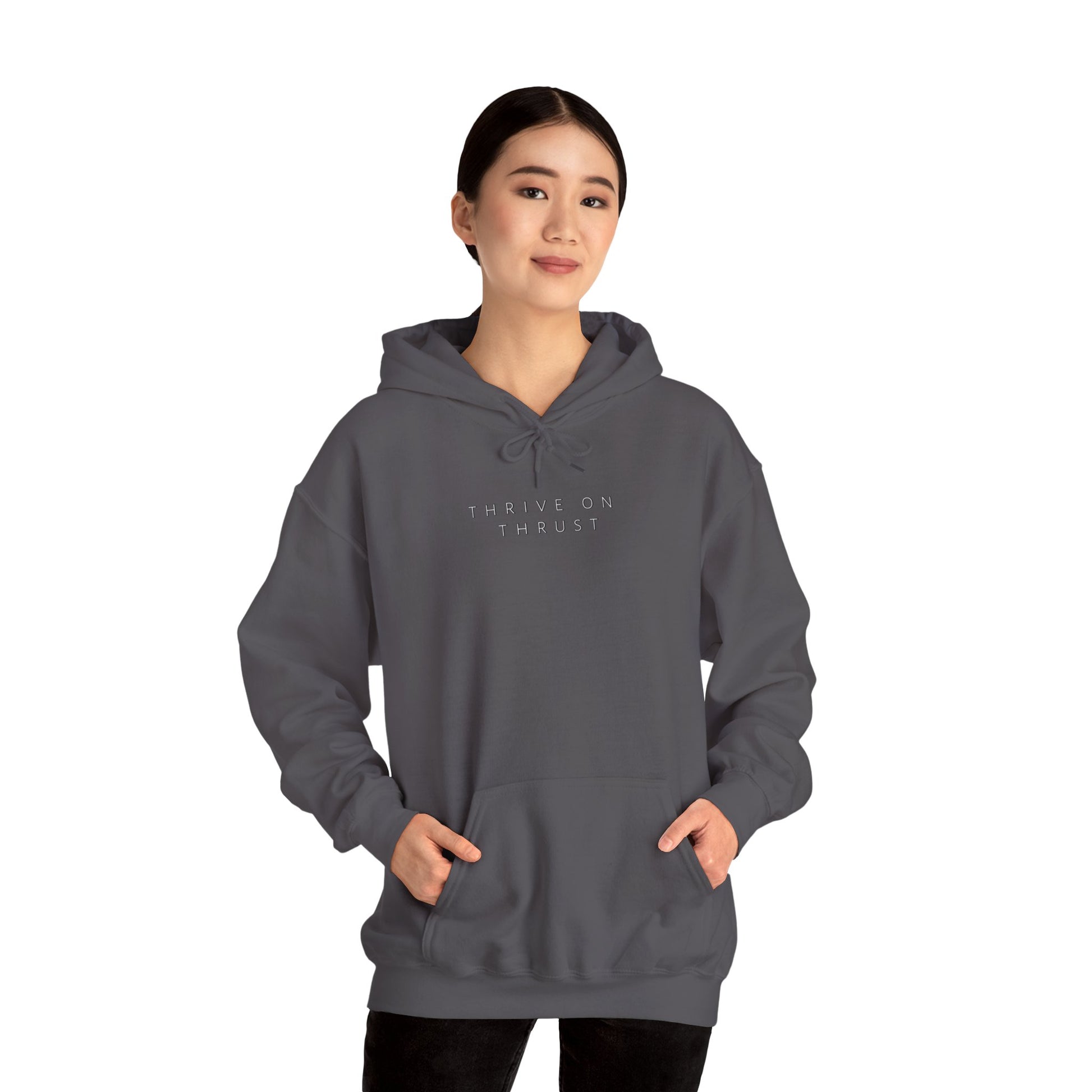 Thrive on Thrust. aviation. gifts for pilots. pilots. planes. gift aviation. graphic hoodie