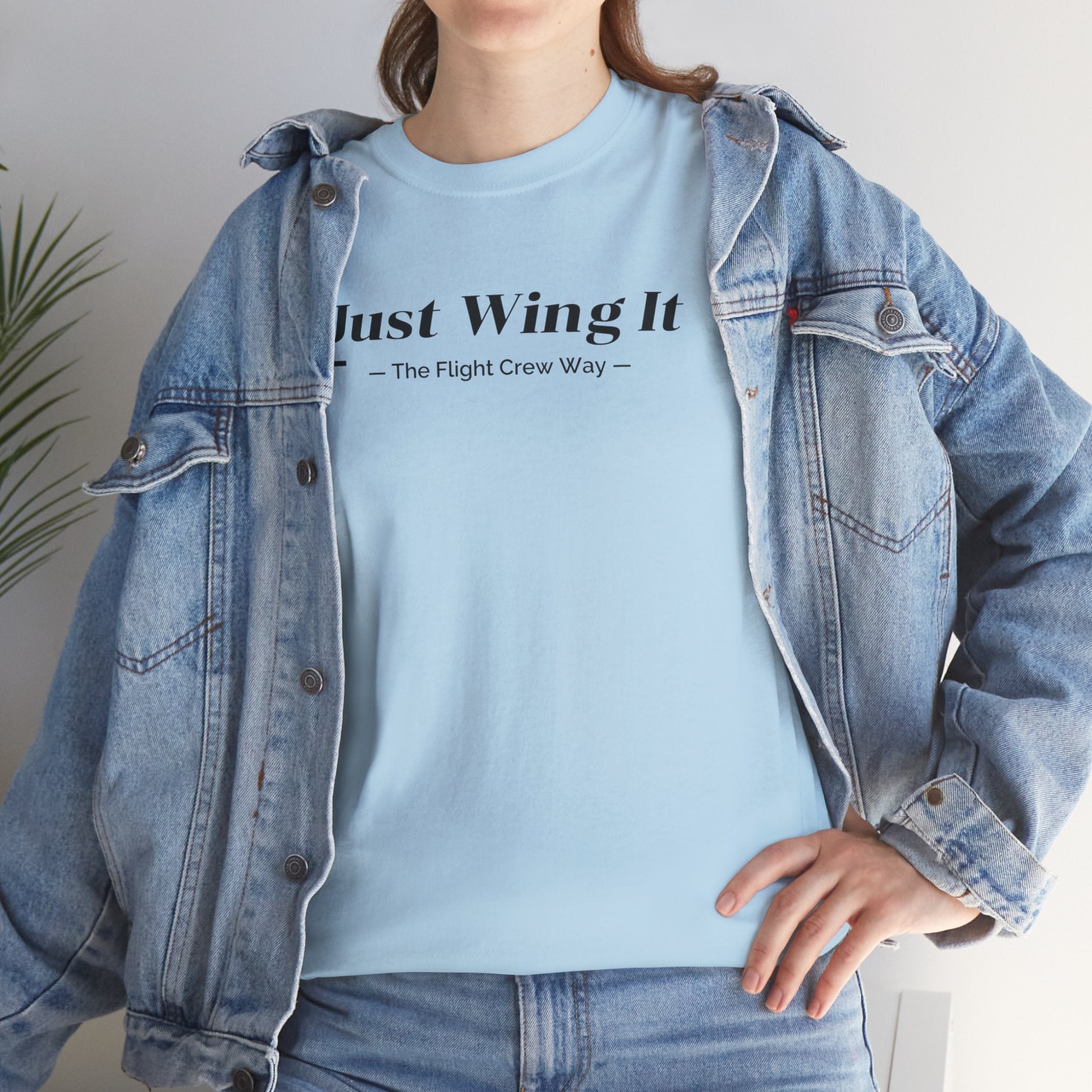 JUST WING IT. FLIGHT CREW. T-SHIRT. AVIATION. PILOTS. PLANES. GRAPHIC TEE