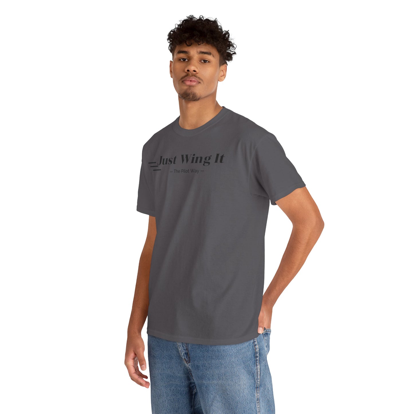 JUST WING IT. PILOT. T-SHIRT. AVIATION. PILOTS.FLIGHT CREW. GRAPHIC TEE
