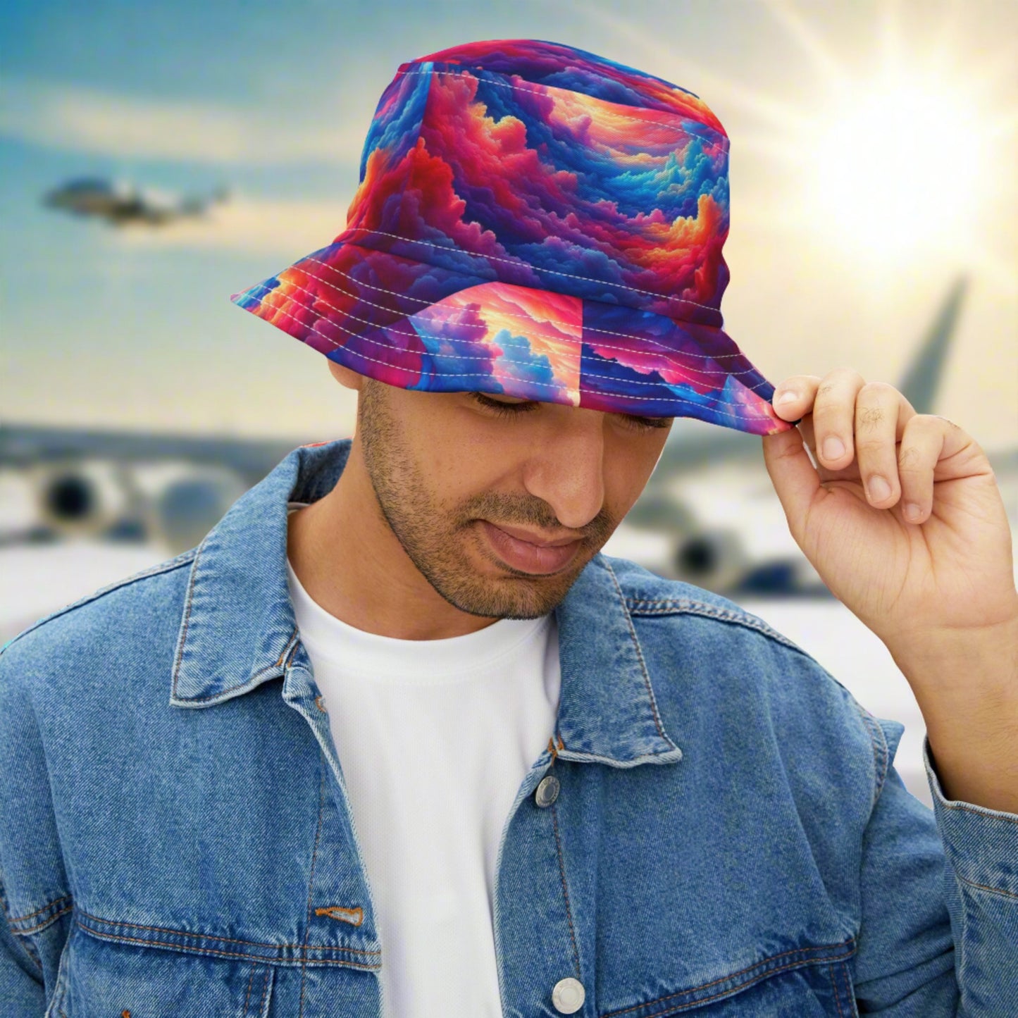 Cloud Nine Bucket Hat. Aviation inspired artwork. gift for pilots. gifts for him. gifts for her.