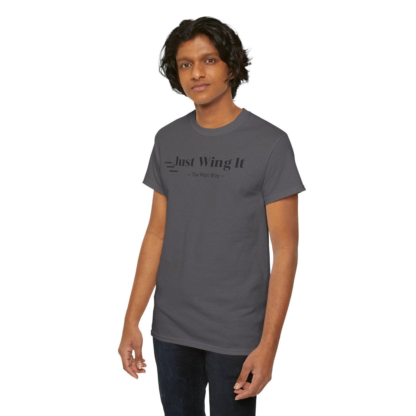 JUST WING IT. PILOT. T-SHIRT. AVIATION. PILOTS.FLIGHT CREW. GRAPHIC TEE
