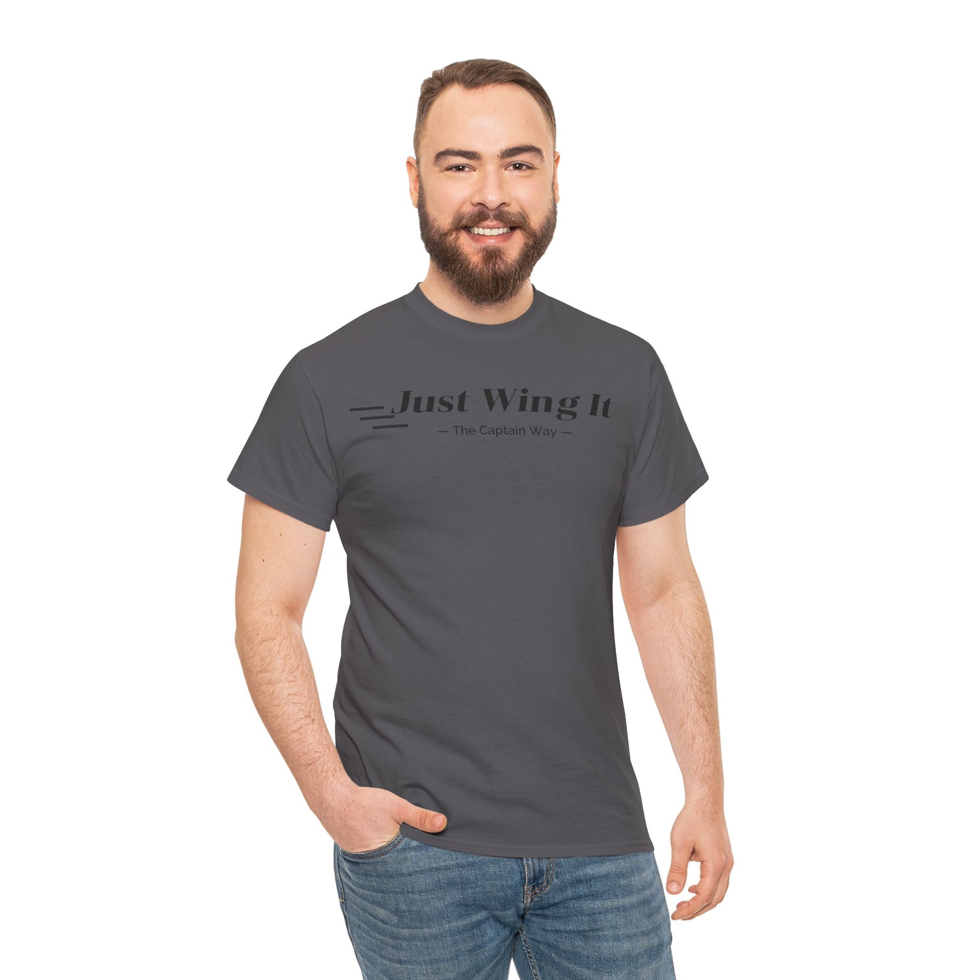 JUST WING IT! CAPTAIN. TSHIRT. AVIATION.FLIGHT CREW.PILOTS