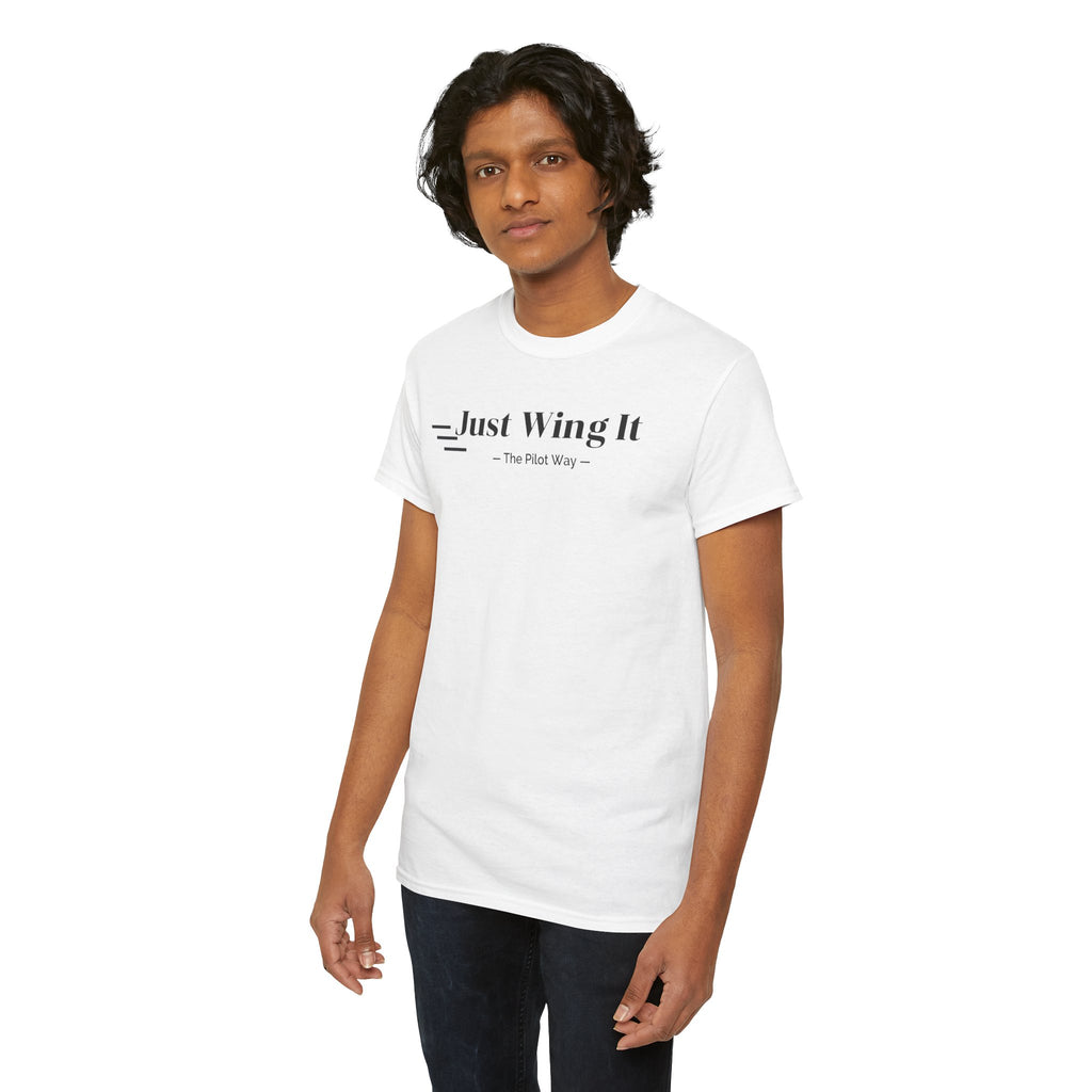 JUST WING IT. PILOT. T-SHIRT. AVIATION. PILOTS.FLIGHT CREW. GRAPHIC TEE
