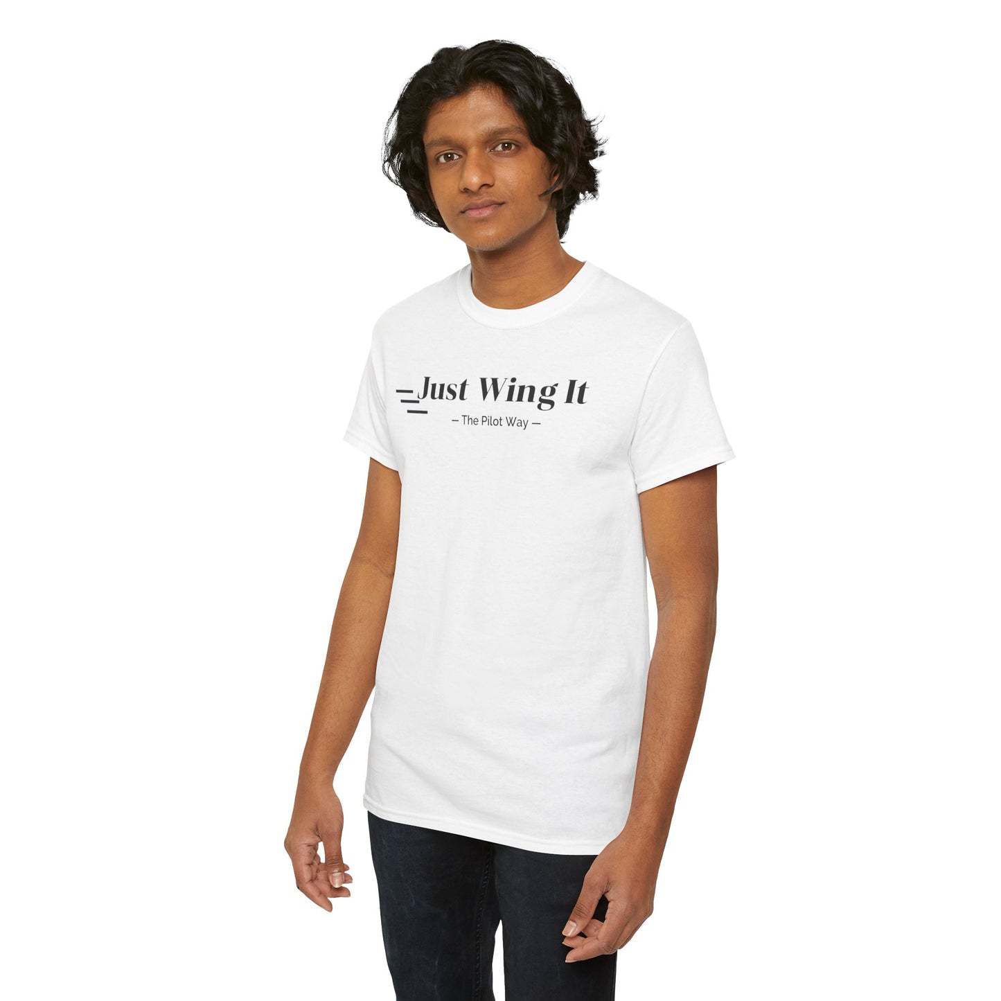 JUST WING IT. PILOT. T-SHIRT. AVIATION. PILOTS.FLIGHT CREW. GRAPHIC TEE