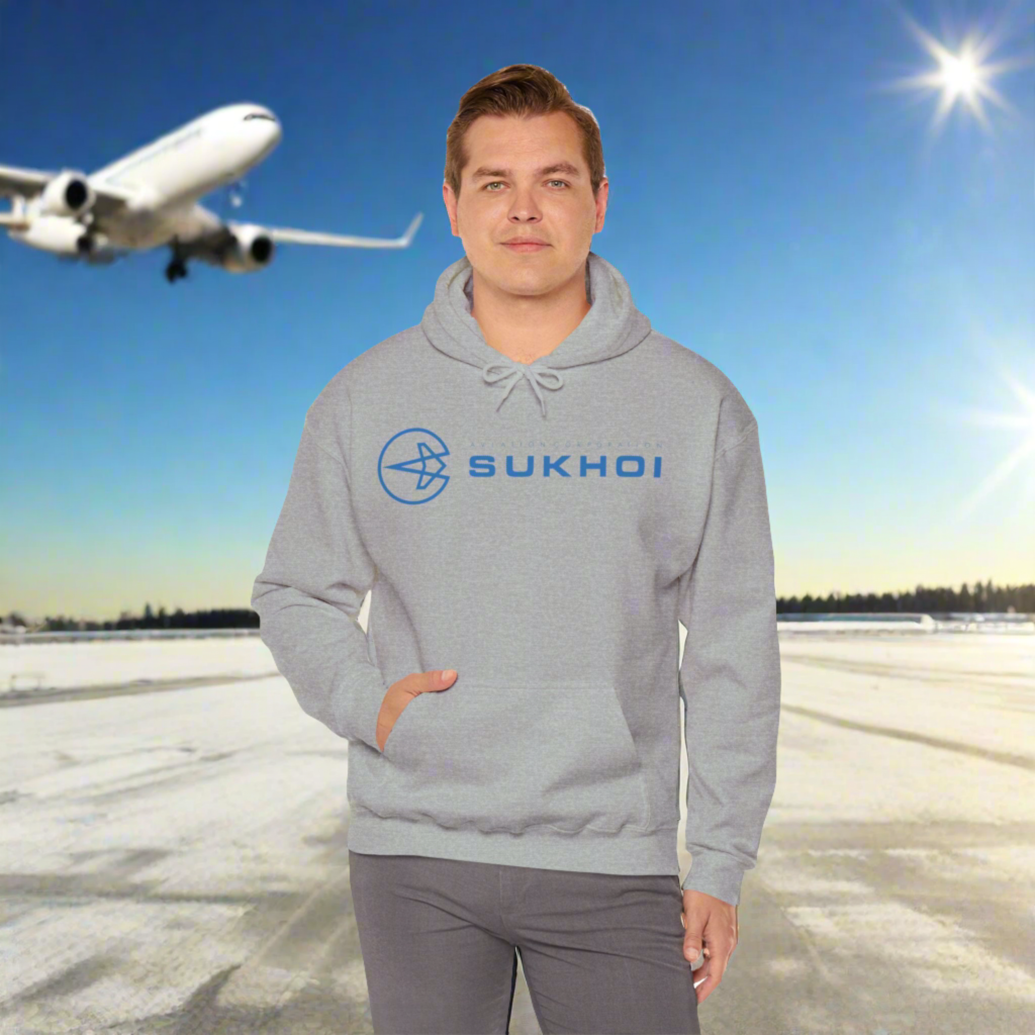 SUKHOI AVIATION HOODIE. gift for pilots. graphic design. (logo)