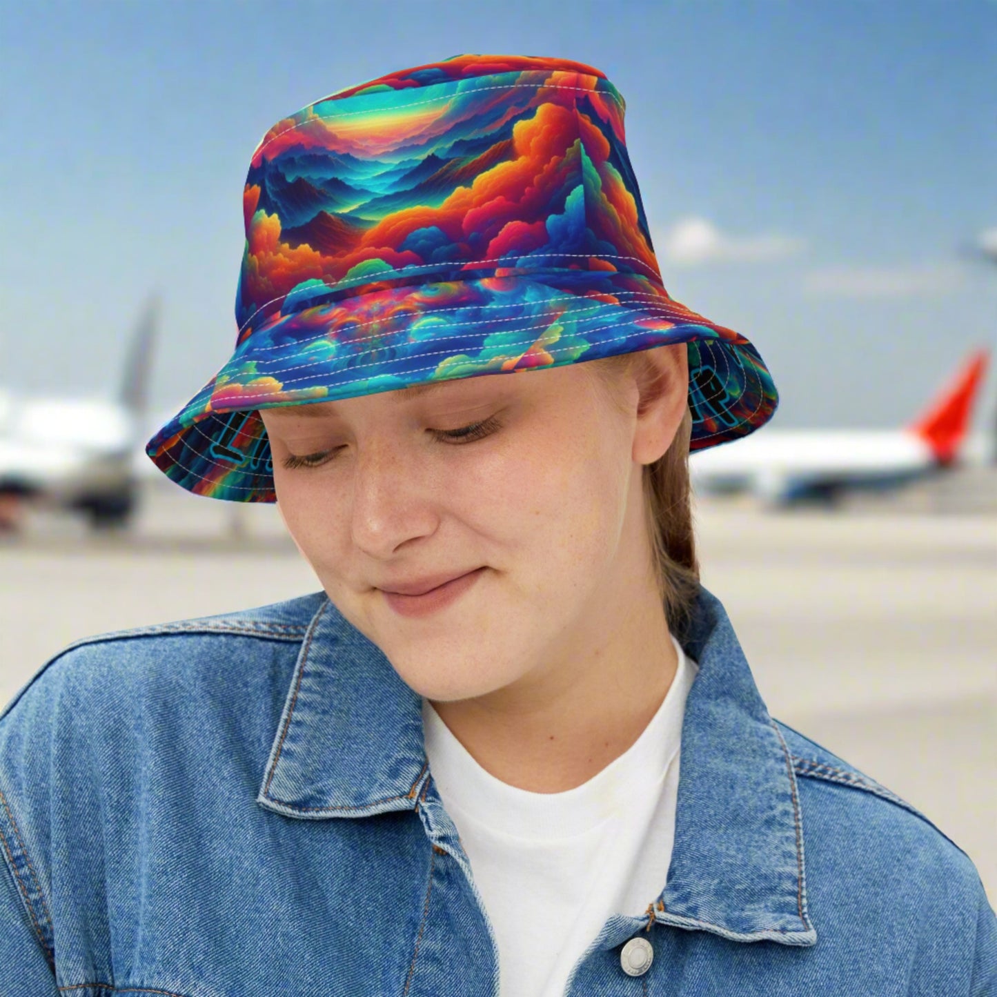 Cloud Nine Bucket Hat. Aviation inspired artwork.