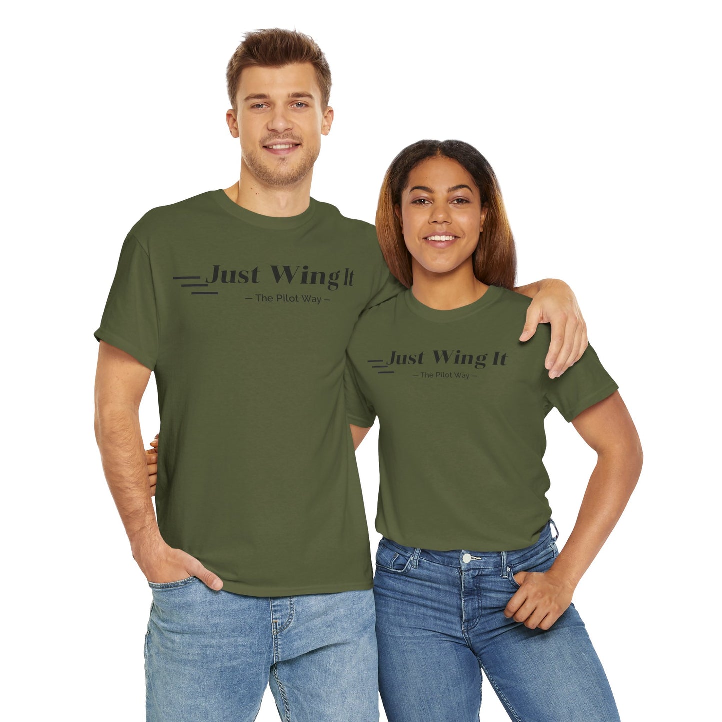 JUST WING IT. PILOT. T-SHIRT. AVIATION. PILOTS.FLIGHT CREW. GRAPHIC TEE