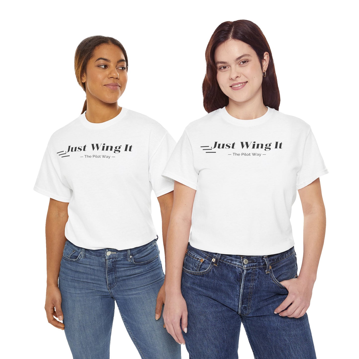 JUST WING IT. PILOT. T-SHIRT. AVIATION. PILOTS.FLIGHT CREW. GRAPHIC TEE
